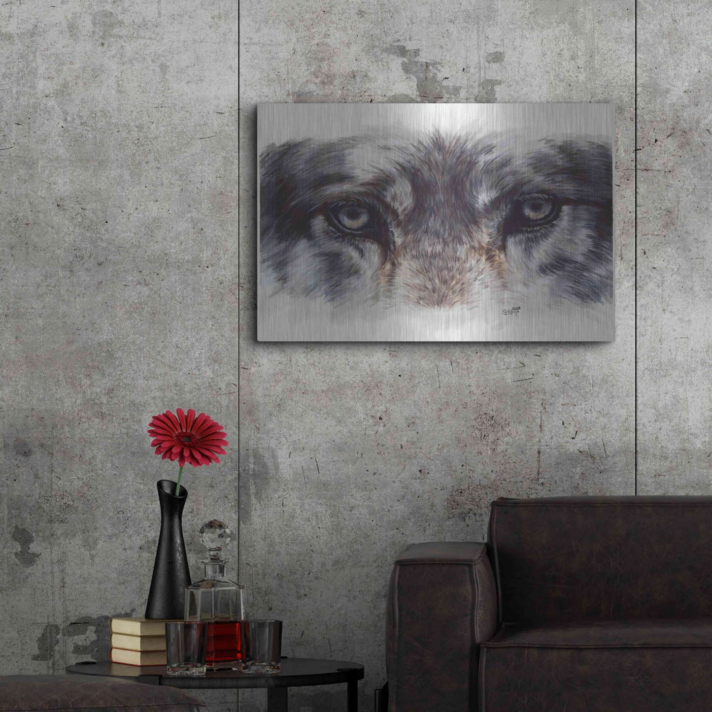 Luxe Metal Art 'Eye-Catching Wolf' by Barbara Keith, Metal Wall Art,36x24