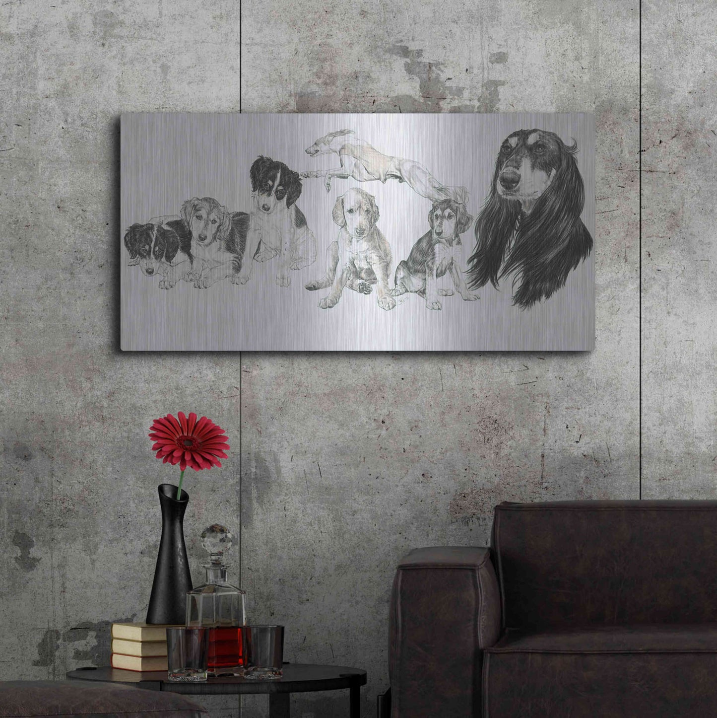 Luxe Metal Art 'Growing Up Saluki' by Barbara Keith, Metal Wall Art,48x24