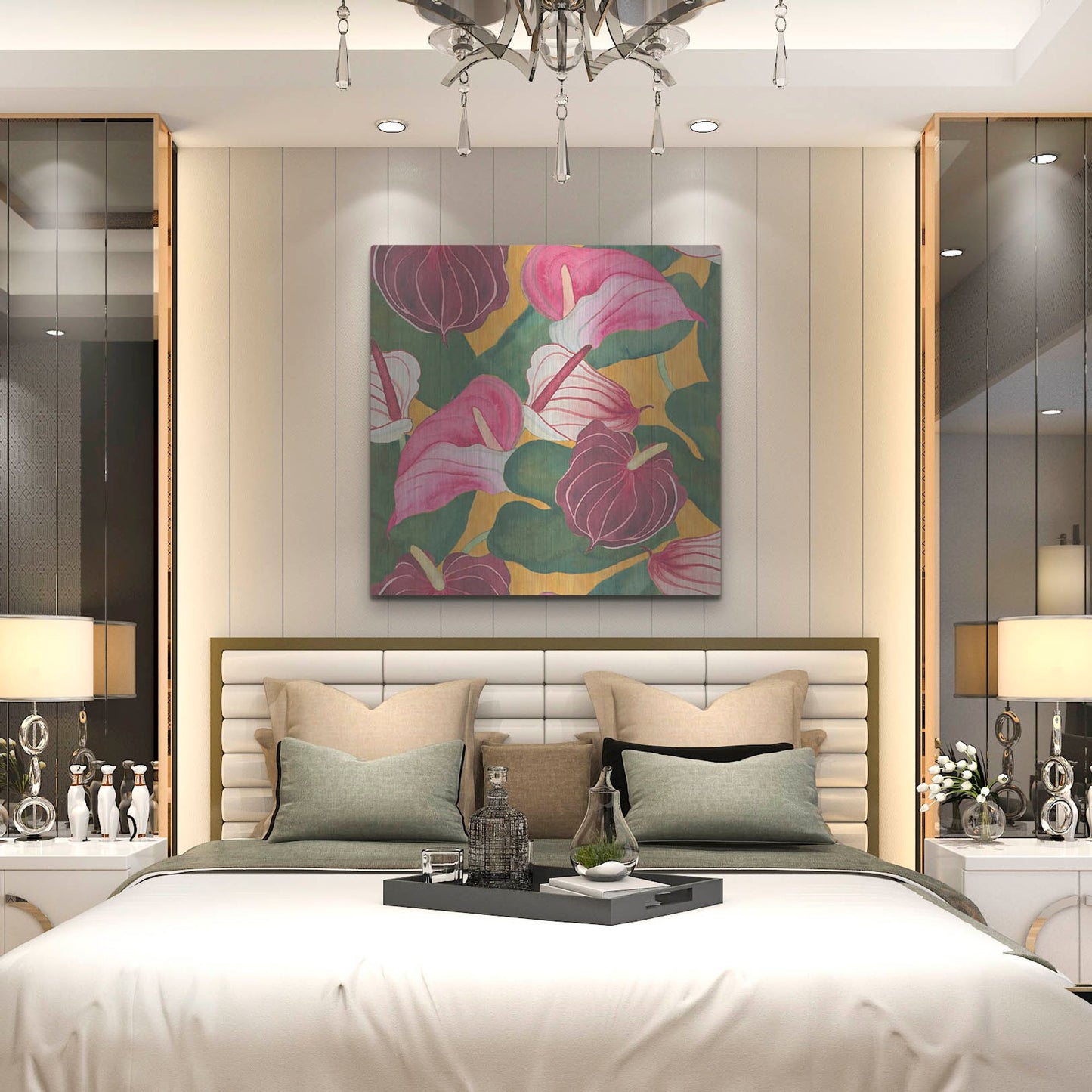 Luxe Metal Art 'Heavenly Divine- Anthuriums' by Carissa Luminess, Metal Wall Art,36x36