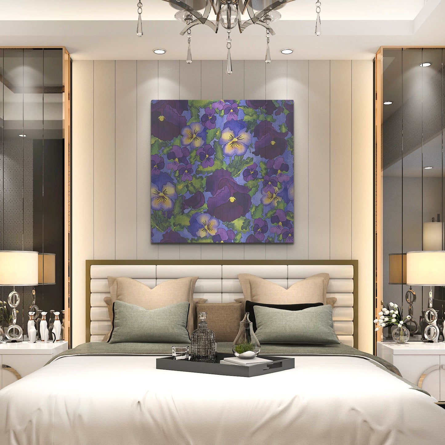 Luxe Metal Art 'Fertile Rising Pattern - Pansies' by Carissa Luminess, Metal Wall Art,36x36