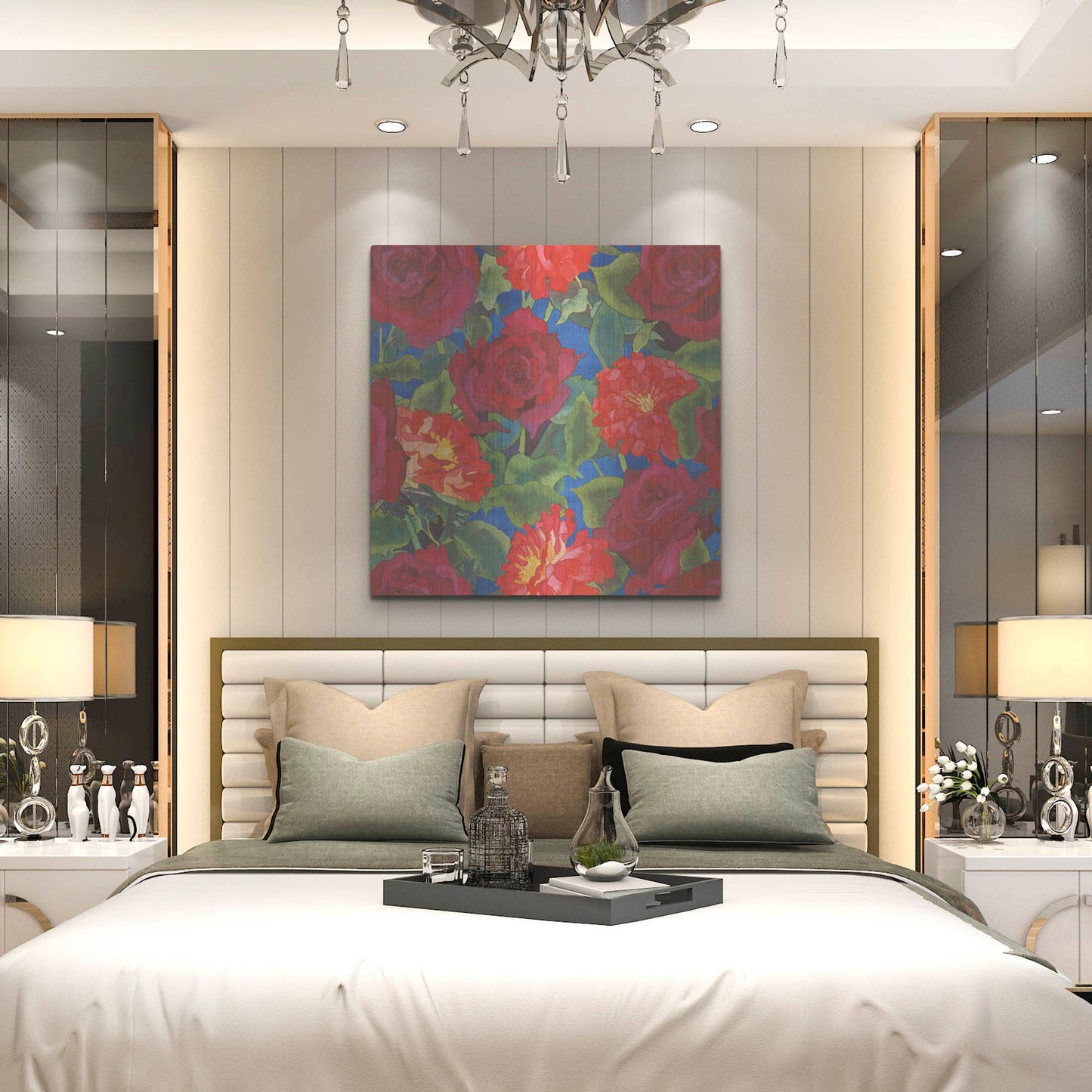 Luxe Metal Art 'Dance Of Love- Roses & Zinnias' by Carissa Luminess, Metal Wall Art,36x36
