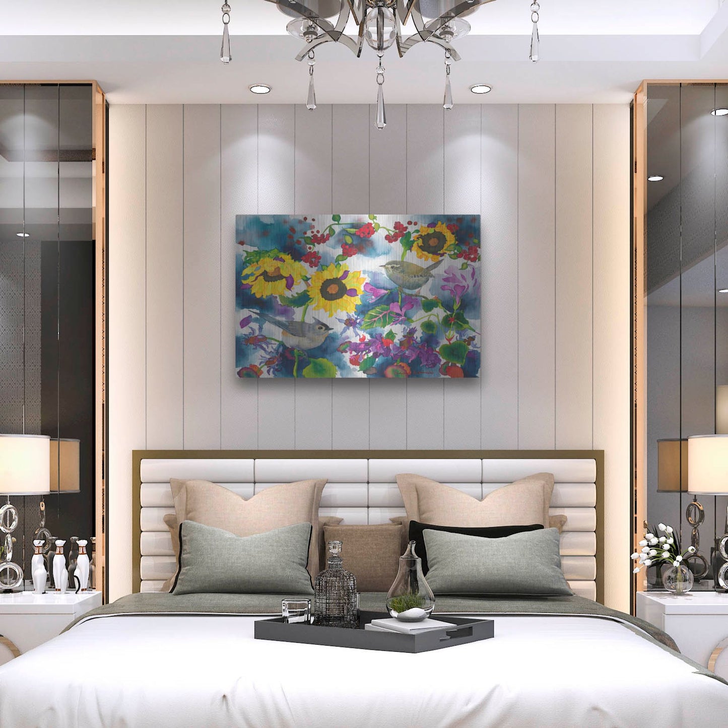 Luxe Metal Art 'Titmouse & Wren' by Carissa Luminess, Metal Wall Art,36x24