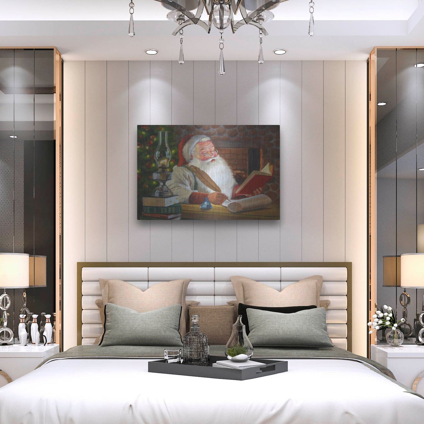 Luxe Metal Art 'Santa Making A List' by David Lindsley, Metal Wall Art,36x24