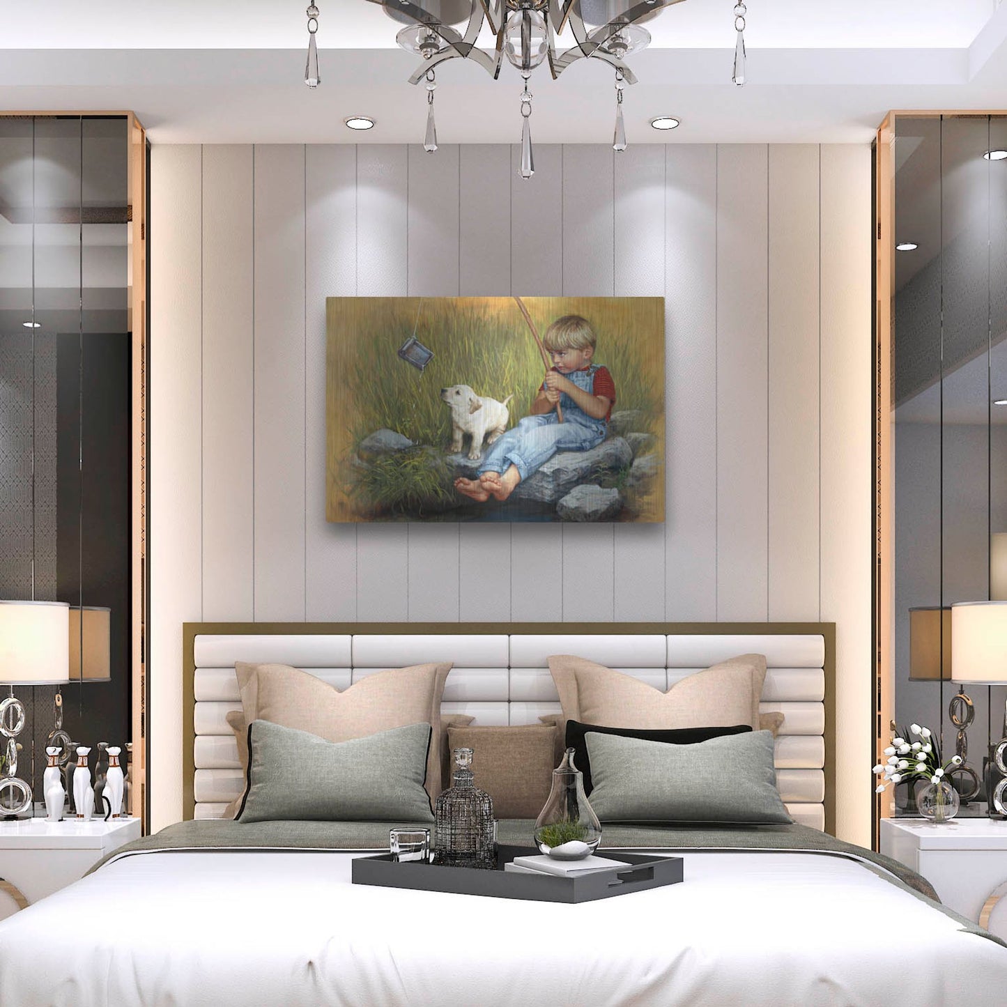 Luxe Metal Art 'Fishing Blues' by David Lindsley, Metal Wall Art,36x24