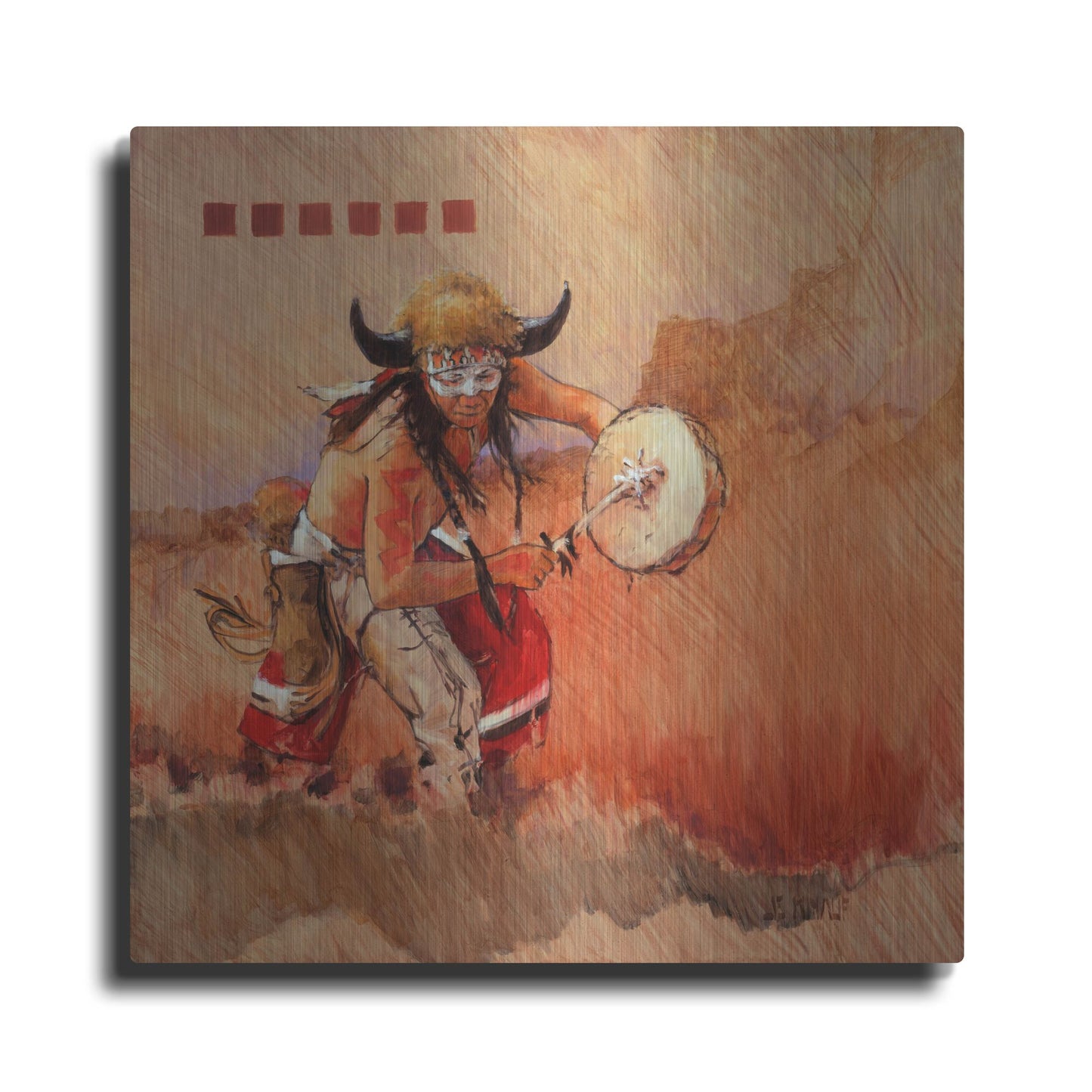 Luxe Metal Art 'Buffalo Dance' by J. E. Knauf, Metal Wall Art