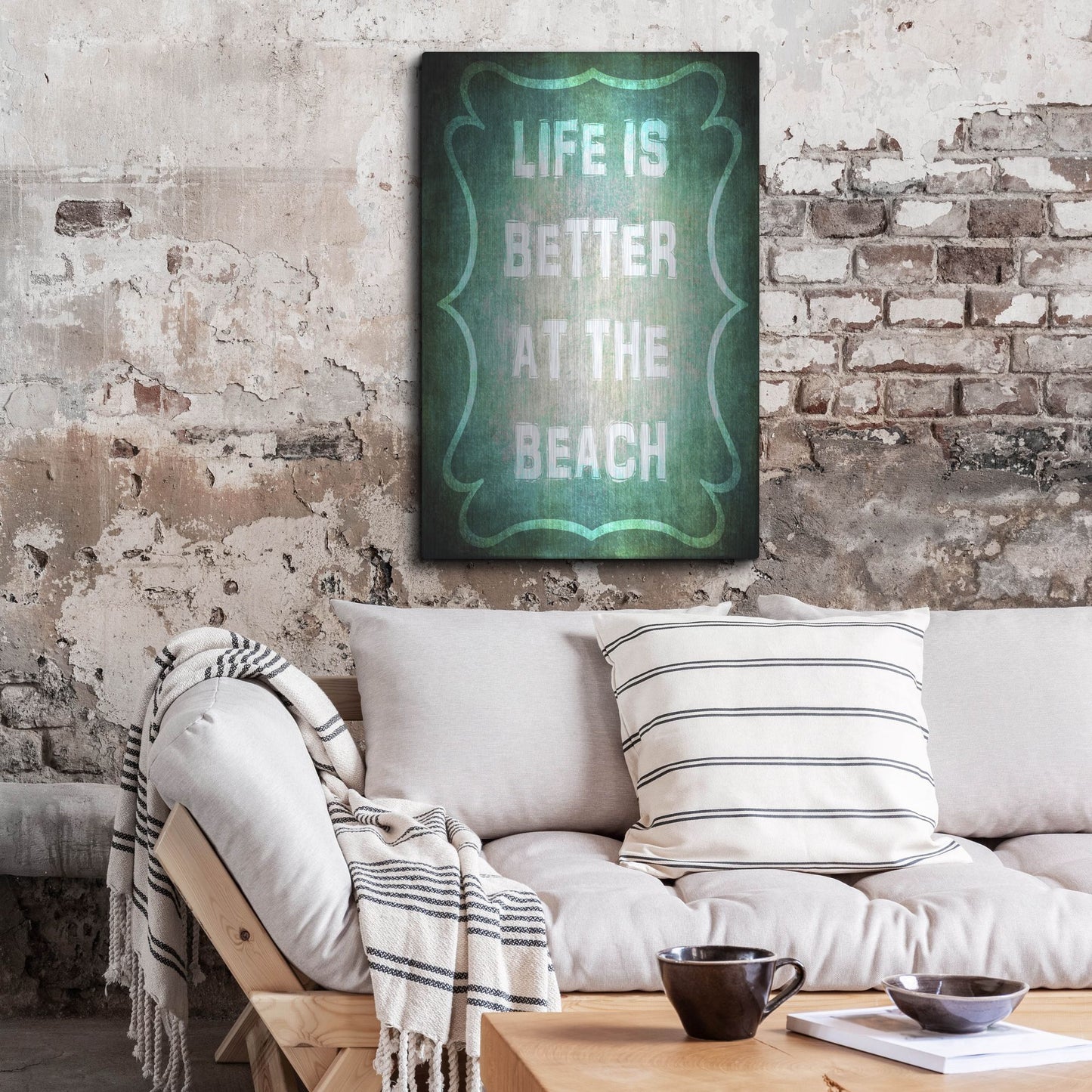 Luxe Metal Art 'Good Times Better Beach' by Lightbox Journal, Metal Wall Art,24x36