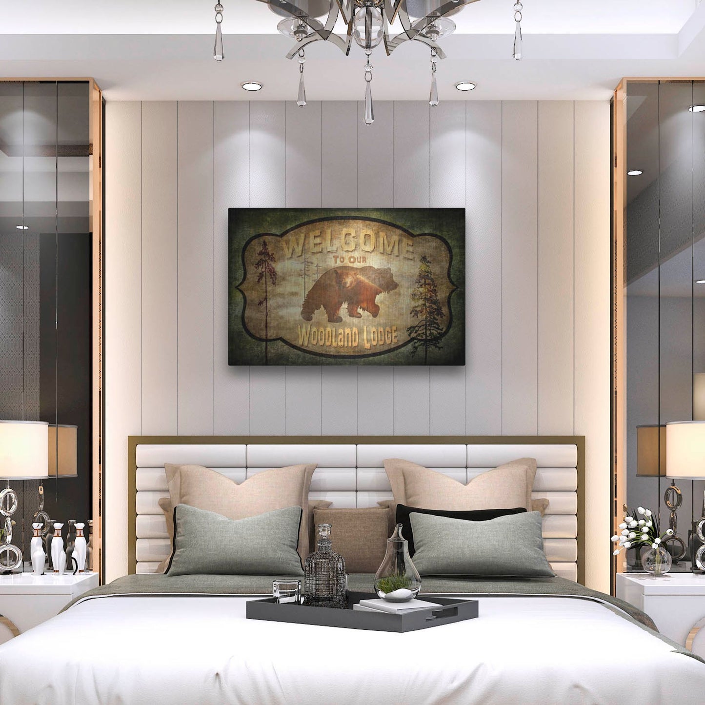 Luxe Metal Art 'Welcome Lodge Bear' by Lightbox Journal, Metal Wall Art,36x24