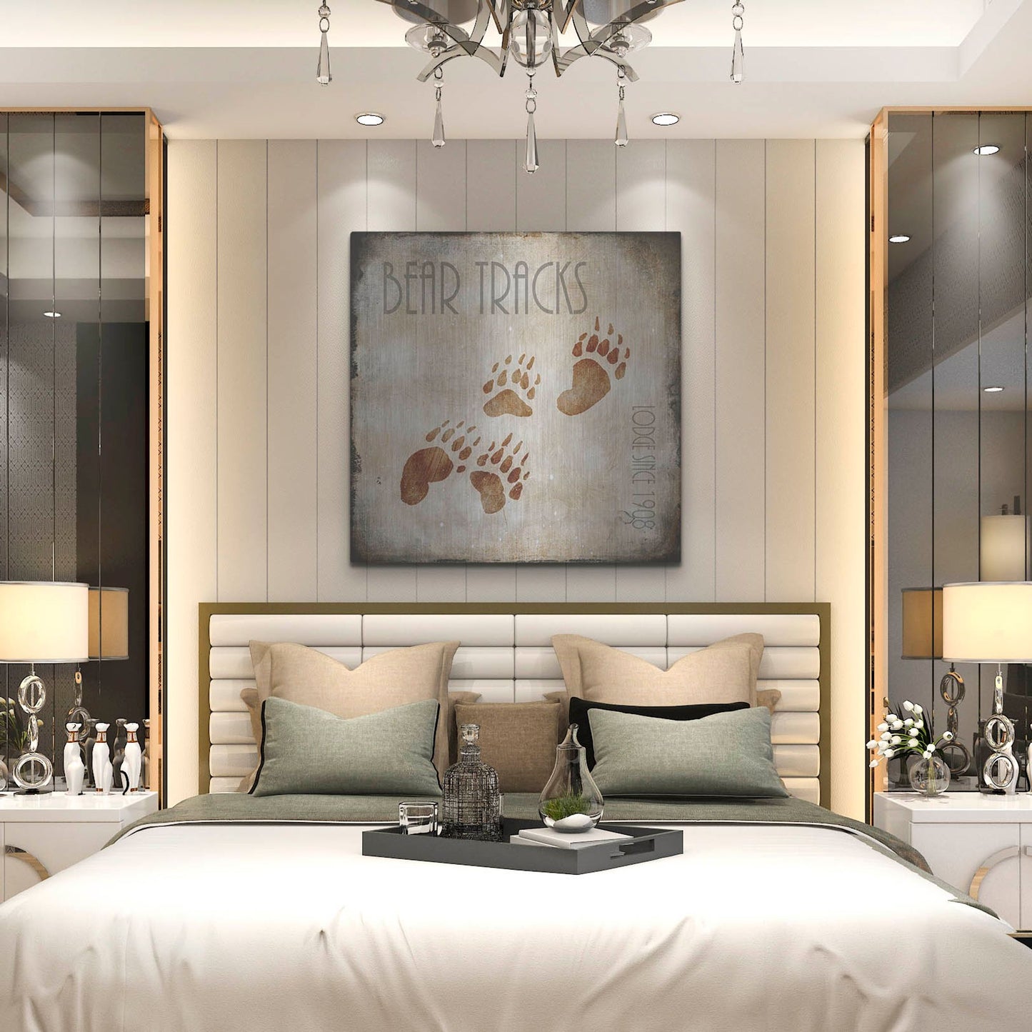 Luxe Metal Art 'Moose Lodge 2 - Bear Tracks' by Lightbox Journal, Metal Wall Art,36x36