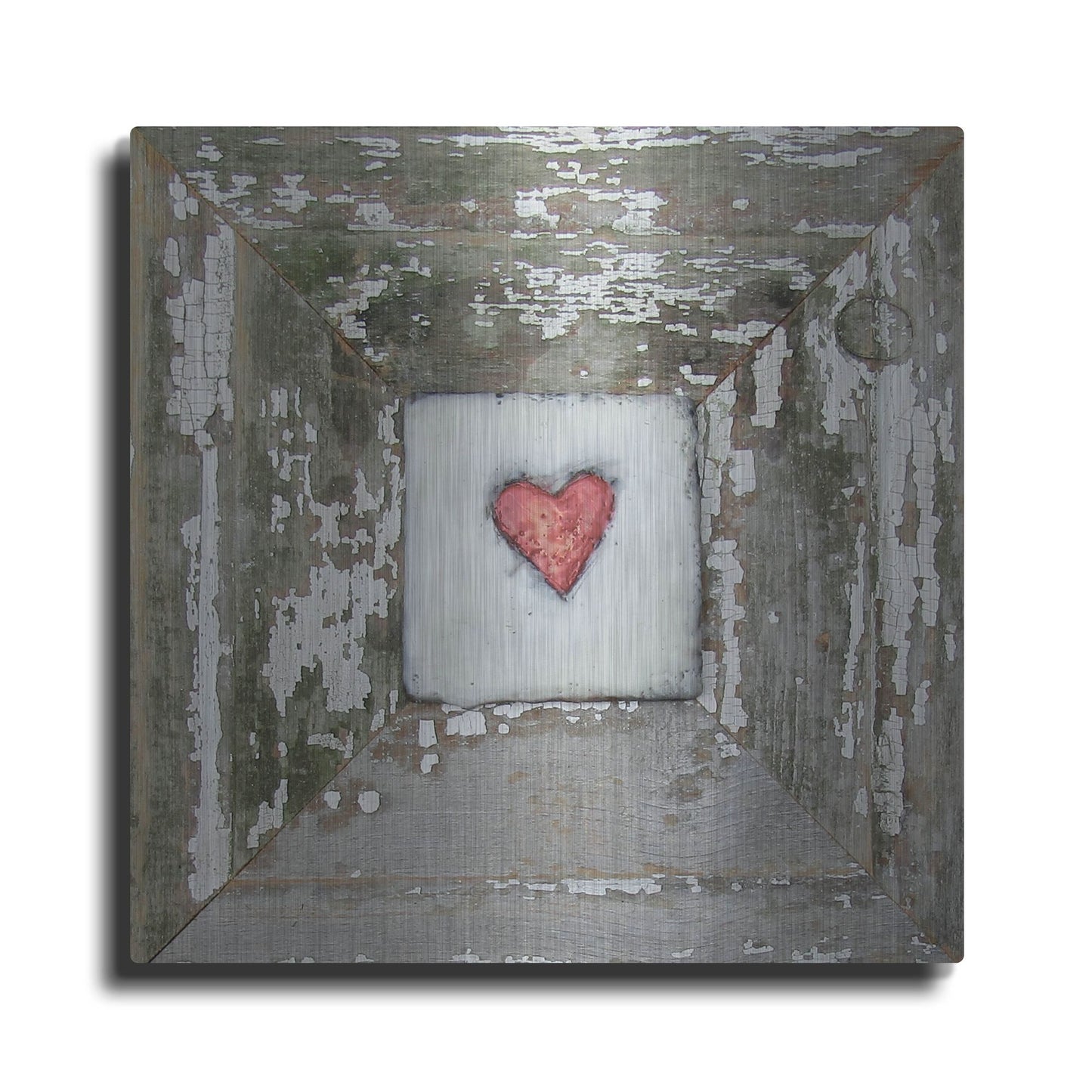 Luxe Metal Art 'Hearts' Desire Distressed White' by LovIsArt, Metal Wall Art
