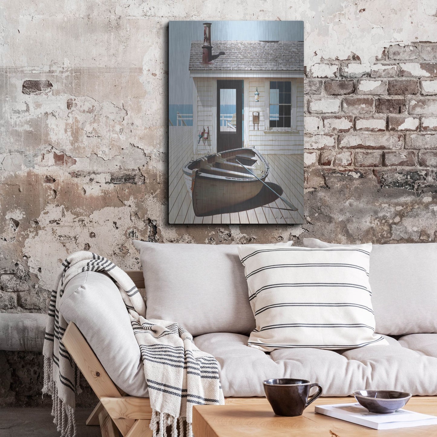 Luxe Metal Art 'Boat on the Dock' by Zhen-Huan Lu, Metal Wall Art,24x36