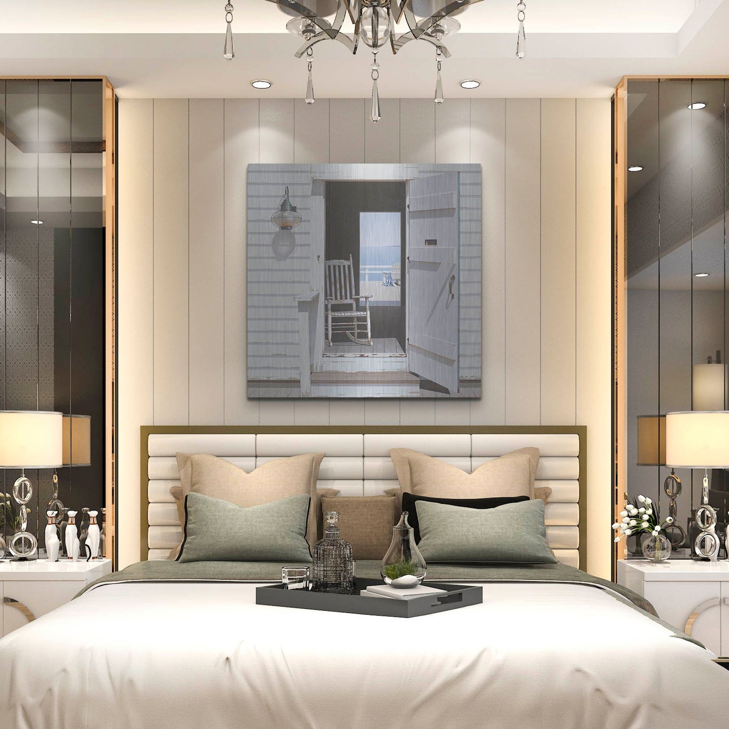 Luxe Metal Art 'Beach House 3' by Zhen-Huan Lu, Metal Wall Art,36x36