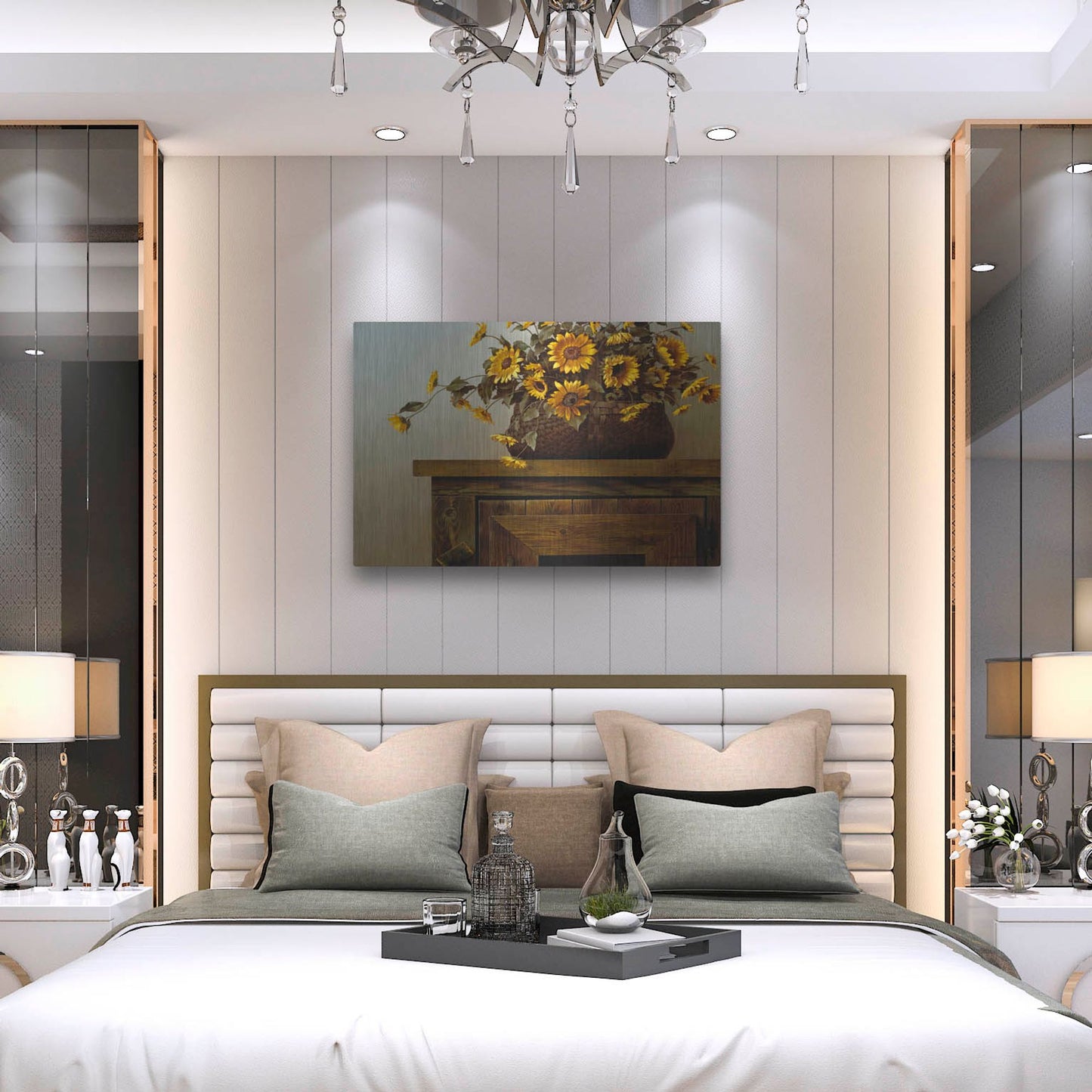 Luxe Metal Art 'Sunflower Basket' by Zhen-Huan Lu, Metal Wall Art,36x24