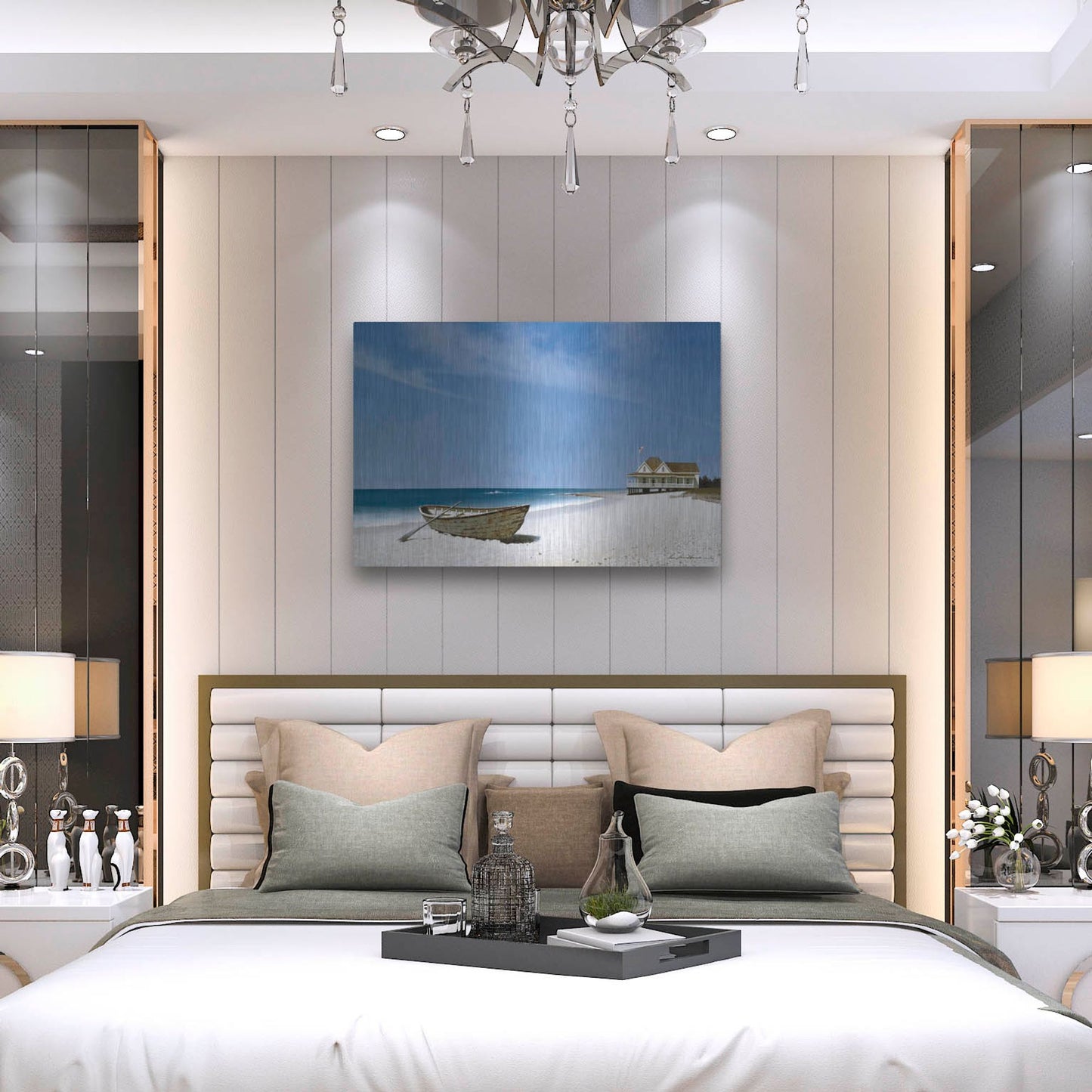 Luxe Metal Art 'Beach House View 2' by Zhen-Huan Lu, Metal Wall Art,36x24