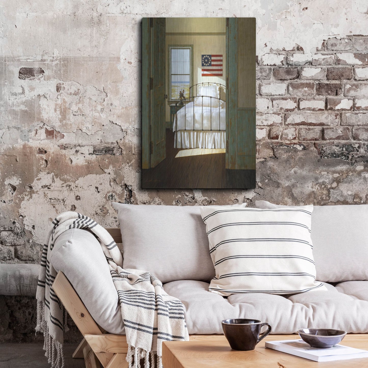 Luxe Metal Art 'Beach House Bedroom' by Zhen-Huan Lu, Metal Wall Art,24x36