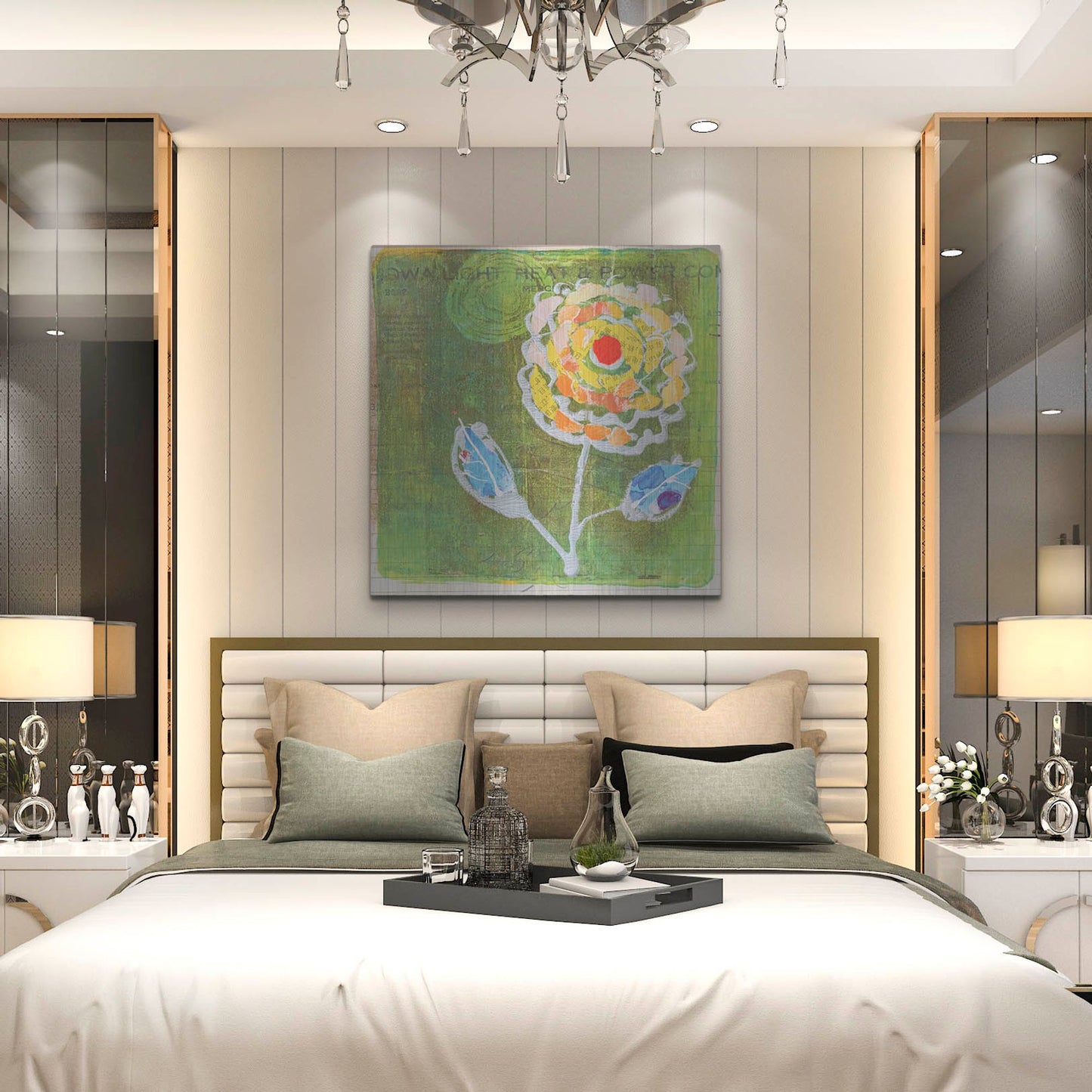 Luxe Metal Art 'Green Blooms' by St. Hilaire Elizabeth, Metal Wall Art,36x36