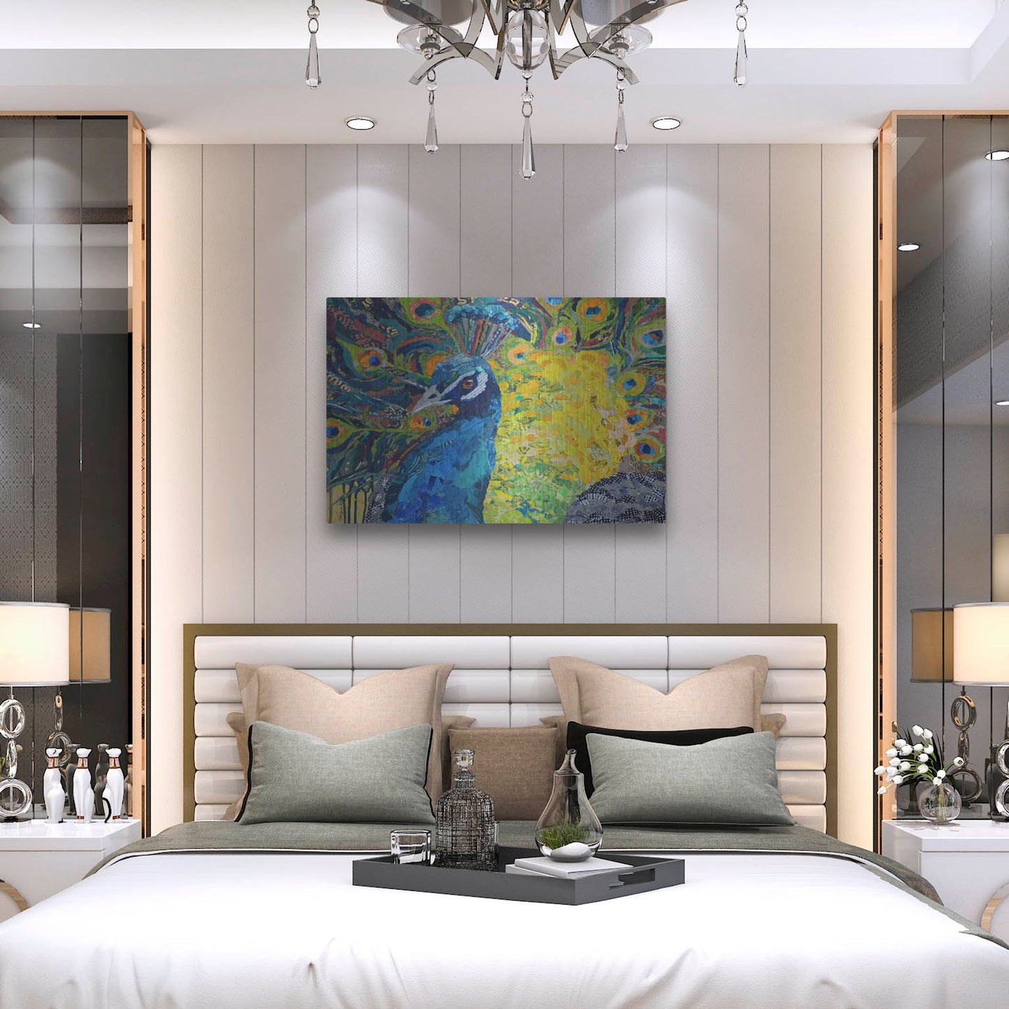 Luxe Metal Art 'Poised Peacock 2' by St. Hilaire Elizabeth, Metal Wall Art,36x24