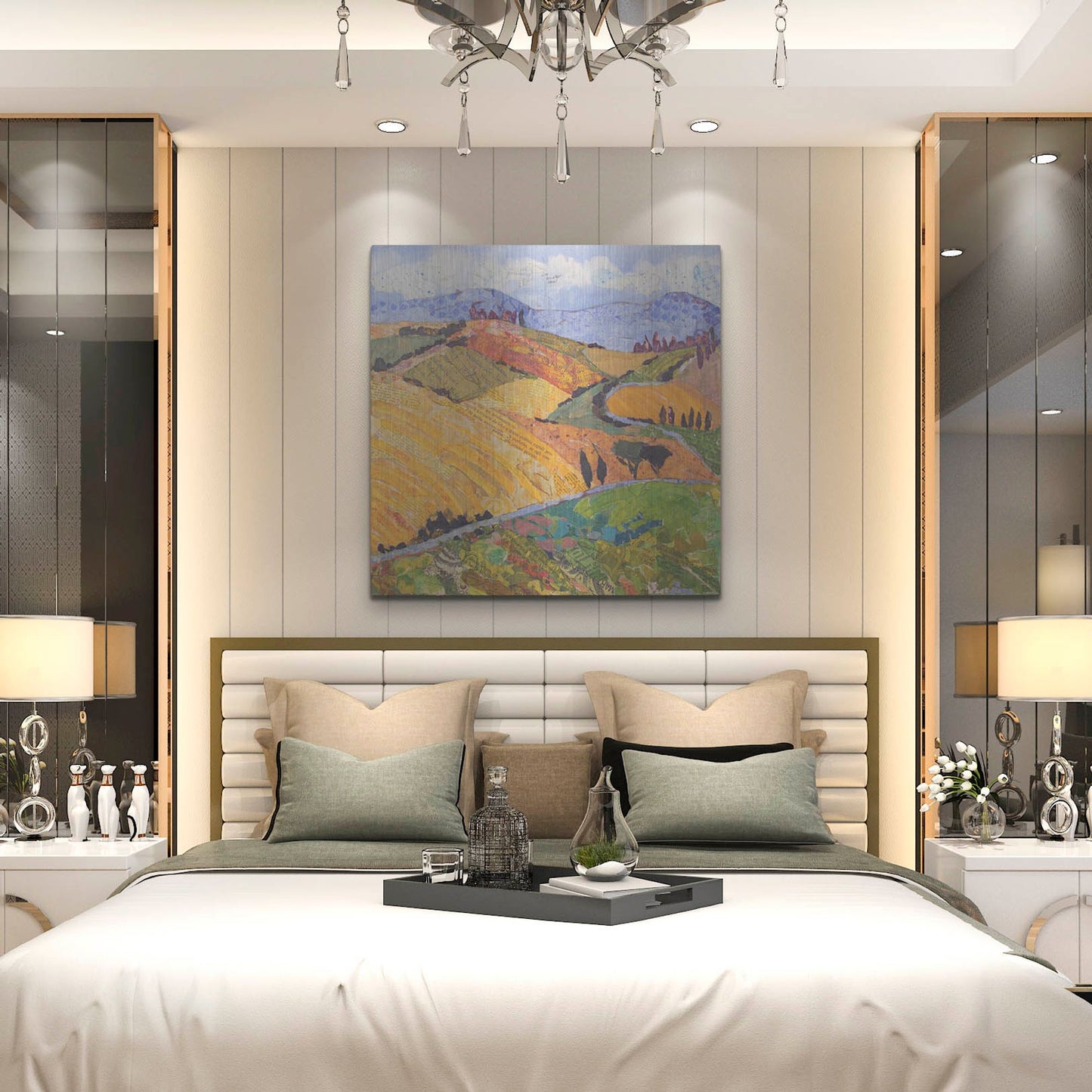 Luxe Metal Art 'Tuscany Rolling Hills' by St. Hilaire Elizabeth, Metal Wall Art,36x36