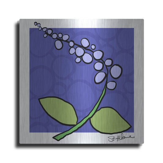 Luxe Metal Art 'Abstract Floral on Periwinkle' by St. Hilaire Elizabeth, Metal Wall Art