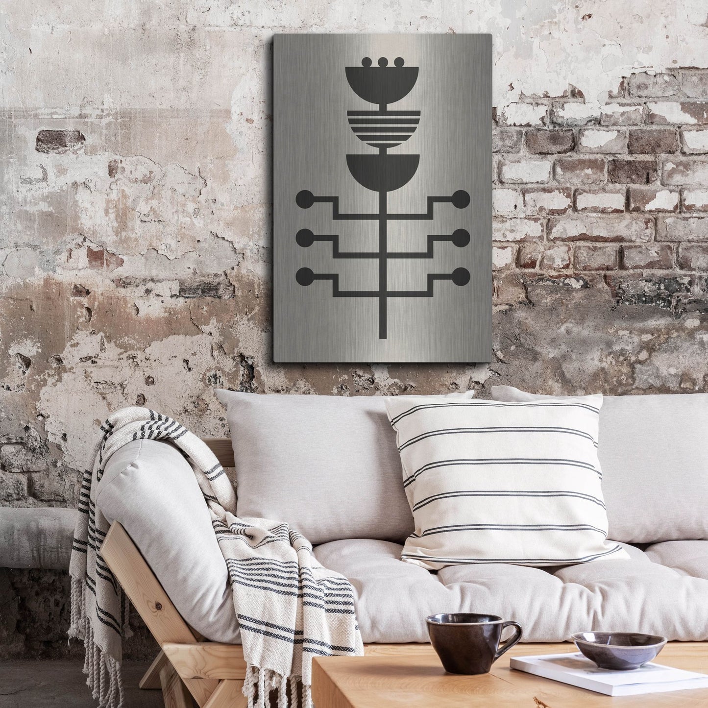Luxe Metal Art 'Monochrome Geometric Flower' by Gary Williams, Metal Wall Art,24x36