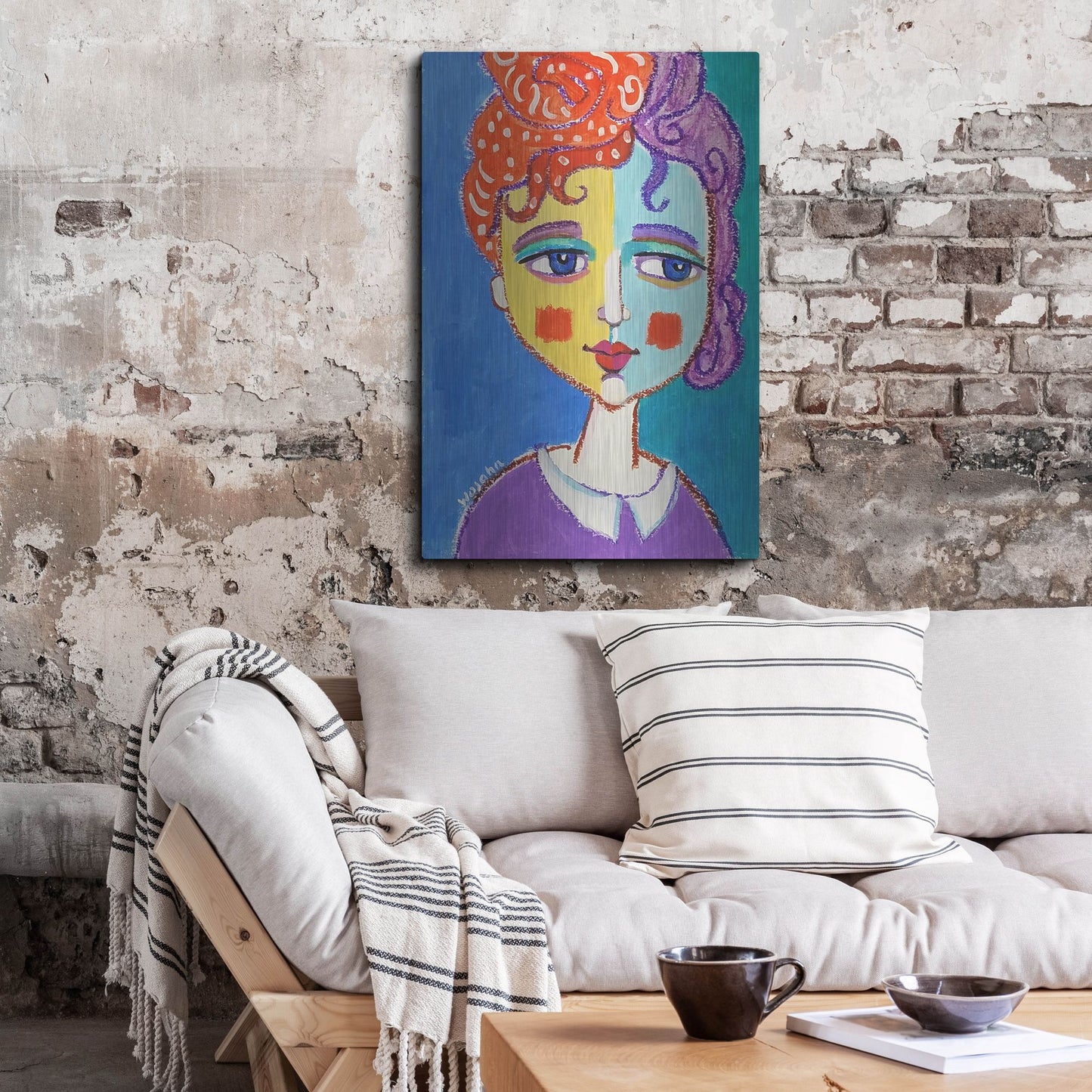 Luxe Metal Art 'Violet Haired' by Holly Wojhan, Metal Wall Art,24x36