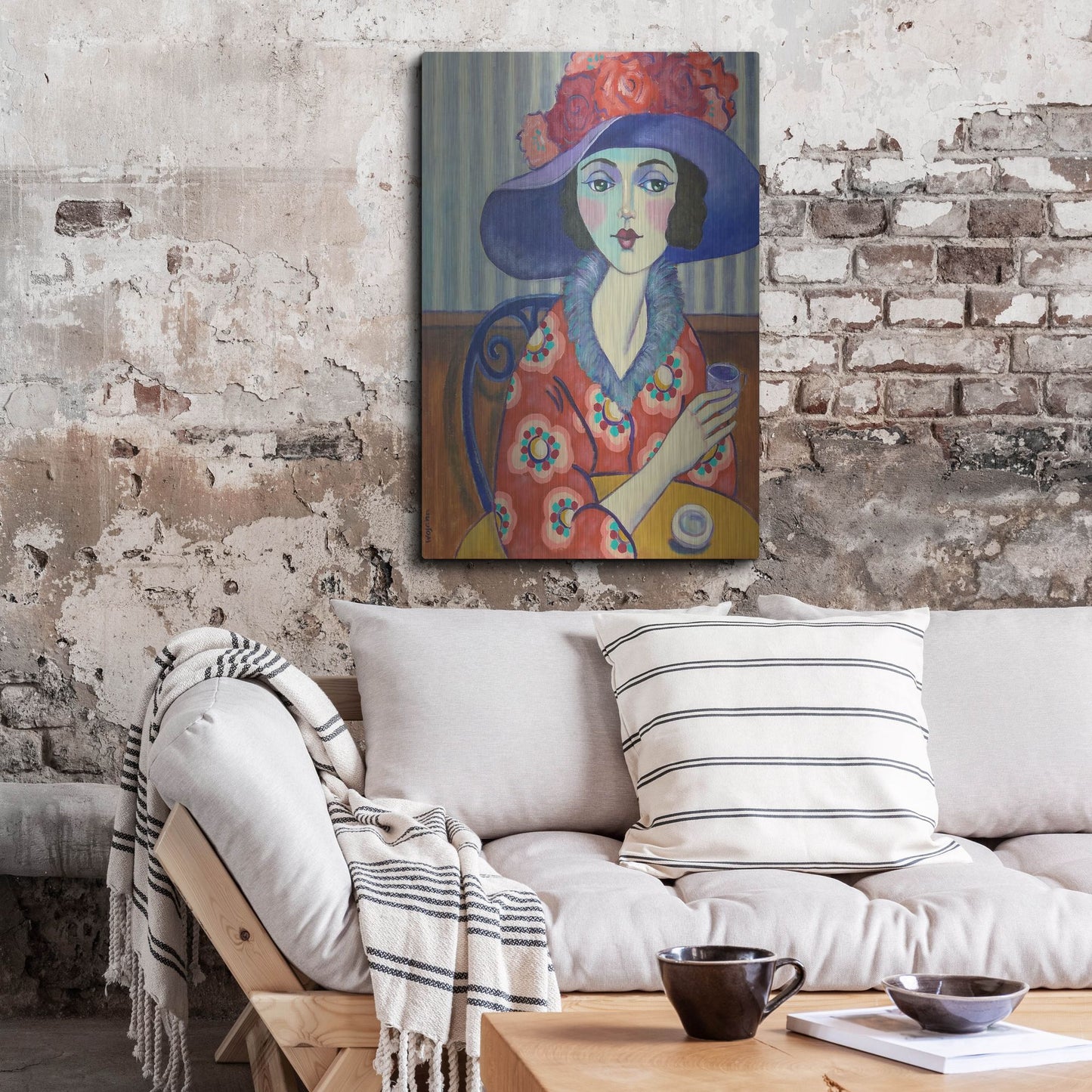 Luxe Metal Art 'Woman in Red' by Holly Wojhan, Metal Wall Art,24x36