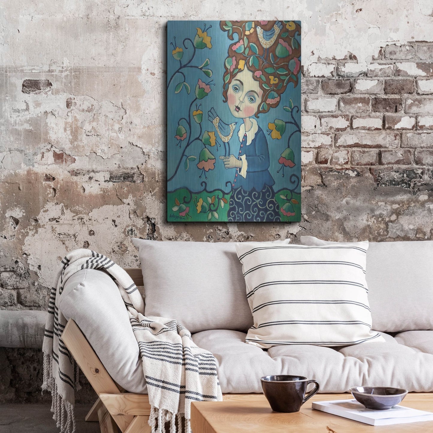 Luxe Metal Art 'Flower Hair' by Holly Wojhan, Metal Wall Art,24x36