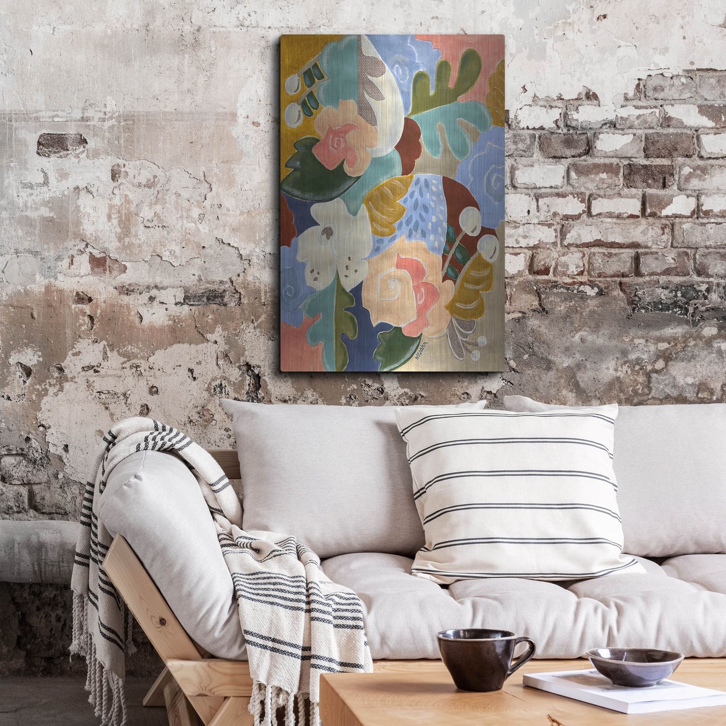 Luxe Metal Art 'Melange of Flowers' by Holly Wojhan, Metal Wall Art,24x36