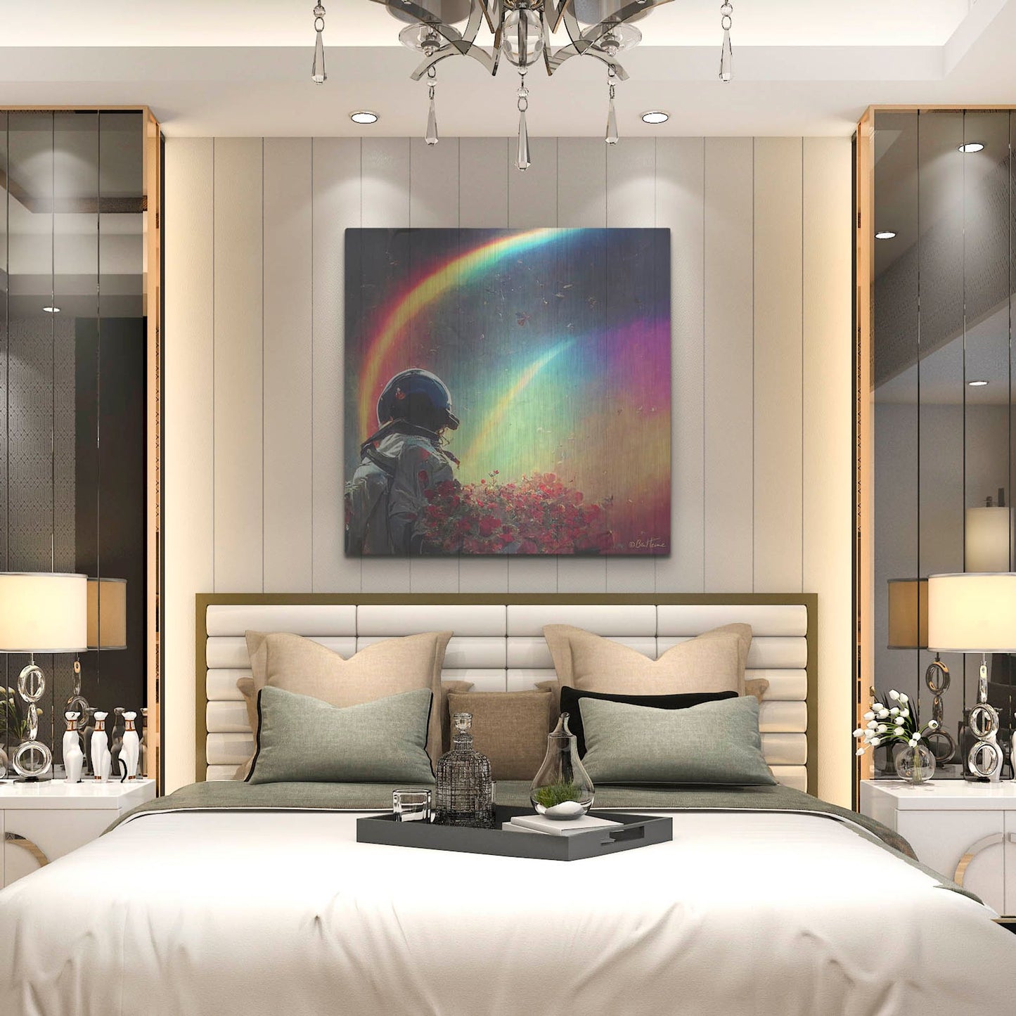 Luxe Metal Art 'Live in a Rainbow Galaxy' by Ben Heine, Metal Wall Art,36x36