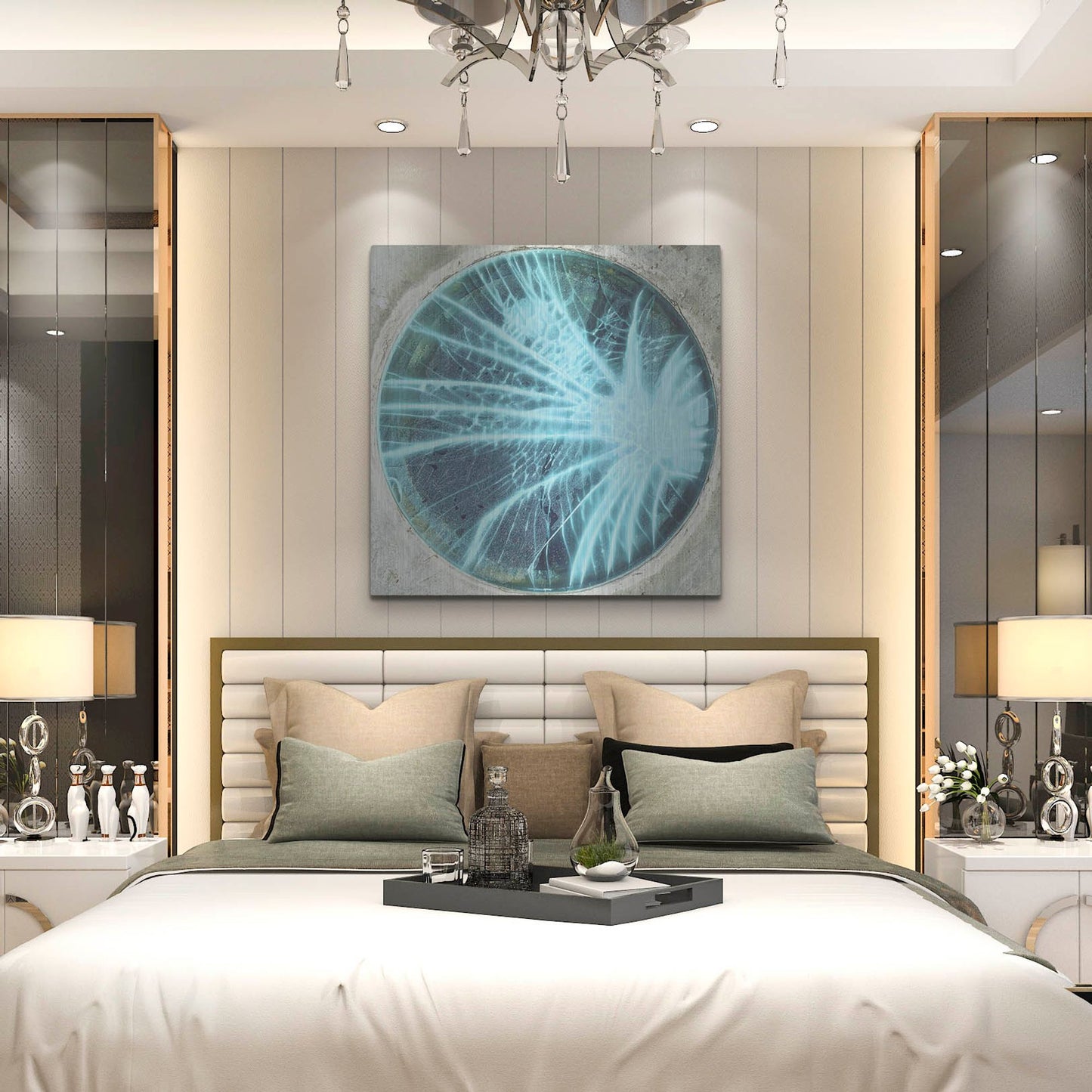 Luxe Metal Art 'Cracked Glass Blue' by IMB, Metal Wall Art,36x36