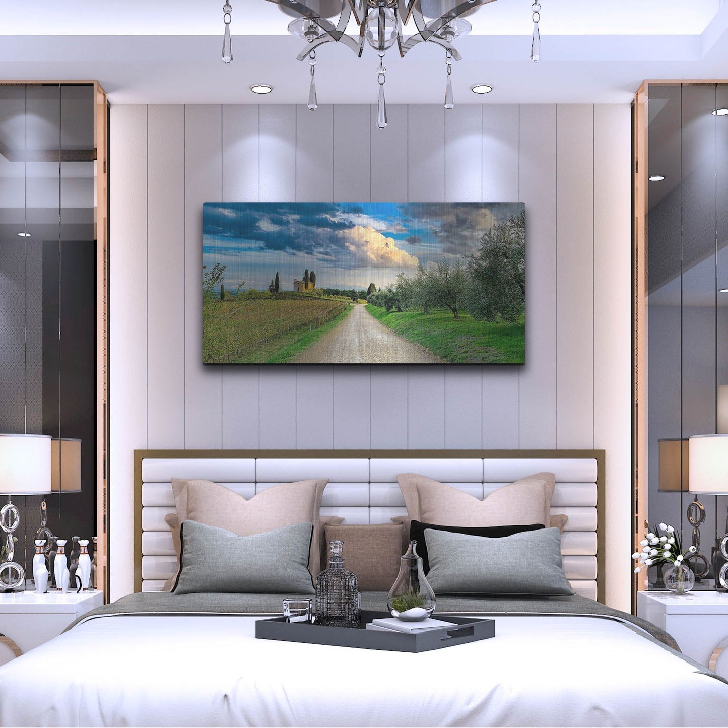 Luxe Metal Art 'Strada Bianca Chiesa' by IMB, Metal Wall Art,48x24