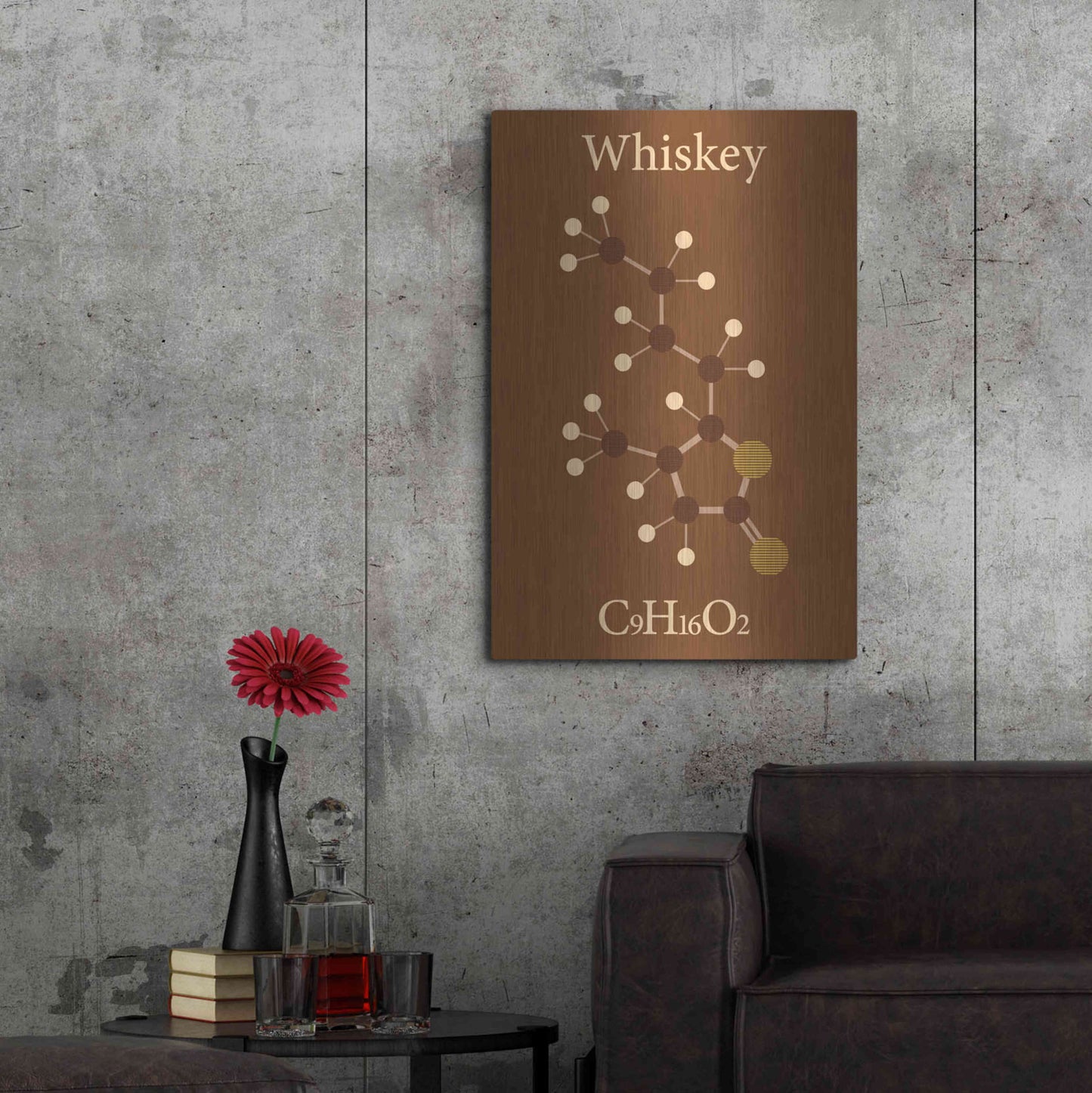 Luxe Metal Art 'Whiskey Molecule' Metal Wall Art,24x36