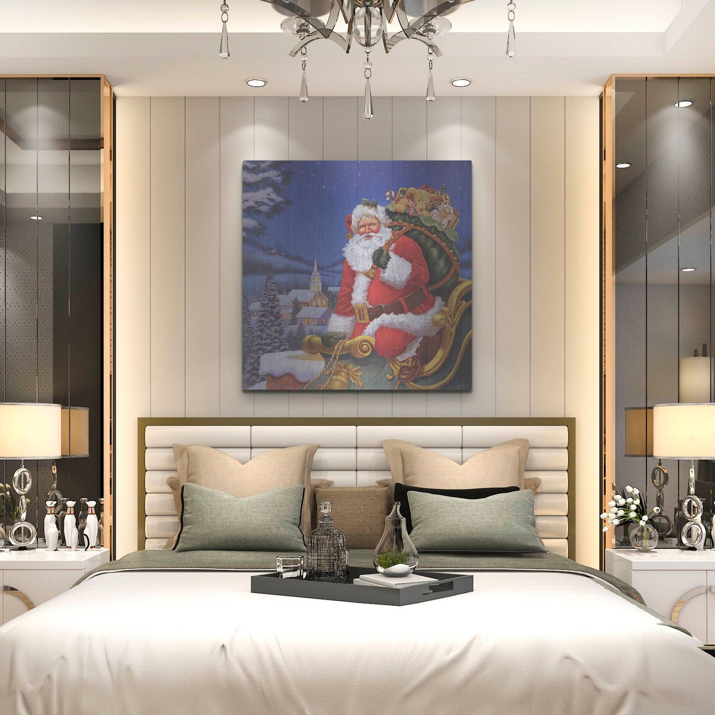 Luxe Metal Art 'Roof Top Santa' by Christopher Nick, Metal Wall Art,36x36