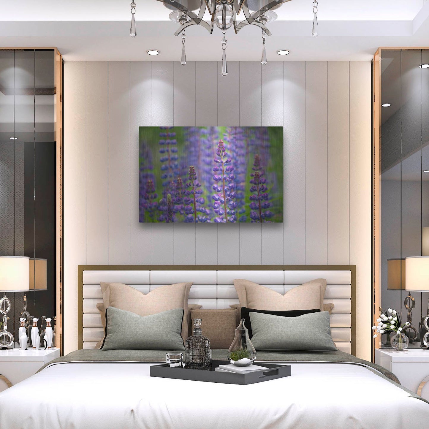 Luxe Metal Art 'Blue Lupine Flowers' by Cora Niele, Metal Wall Art,36x24