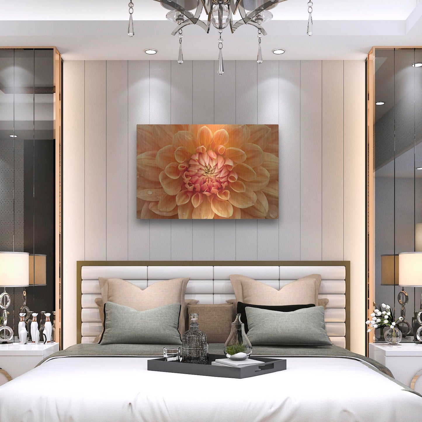 Luxe Metal Art 'Orange Dahlia' by Cora Niele, Metal Wall Art,36x24