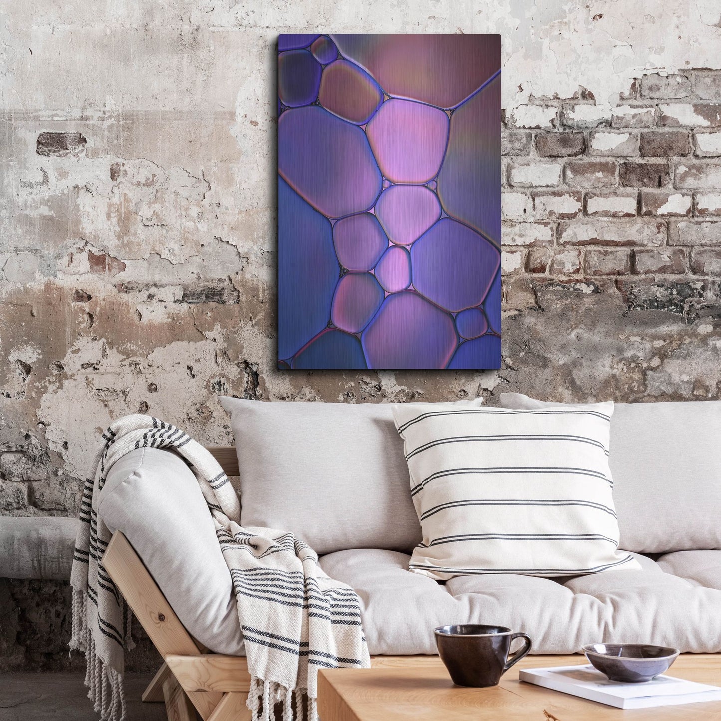 Luxe Metal Art 'Purple Stained Glass' by Cora Niele, Metal Wall Art,24x36