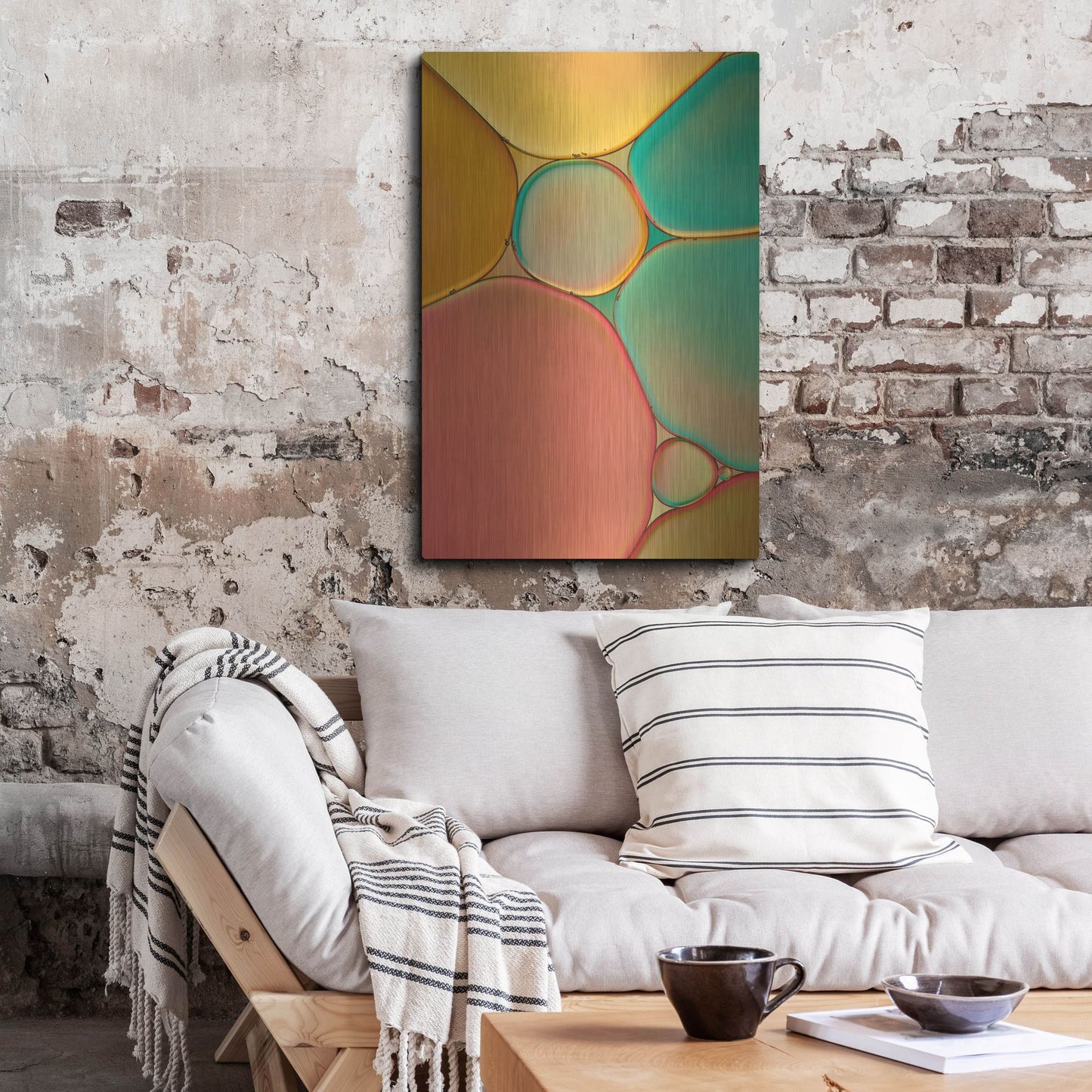 Luxe Metal Art 'Red Yellow and Green Drops' by Cora Niele, Metal Wall Art,24x36