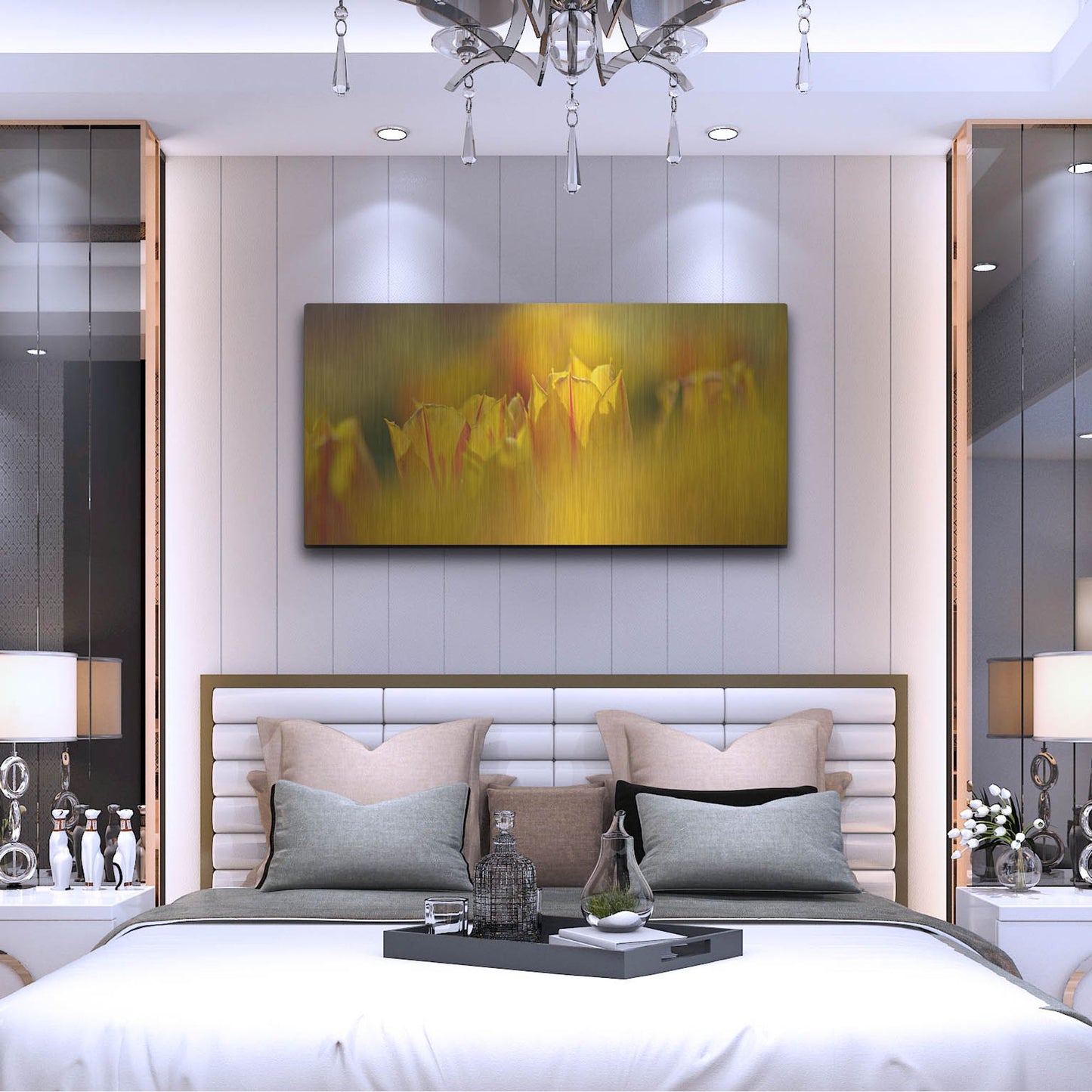 Luxe Metal Art 'Aurora Tulips' by Cora Niele, Metal Wall Art,48x24