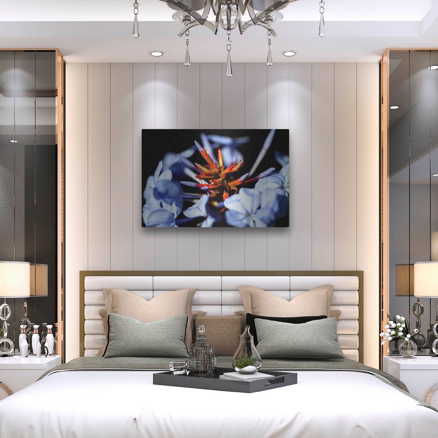 Luxe Metal Art 'Blue And Orange Flower' by Dana Brett Munach, Metal Wall Art,36x24