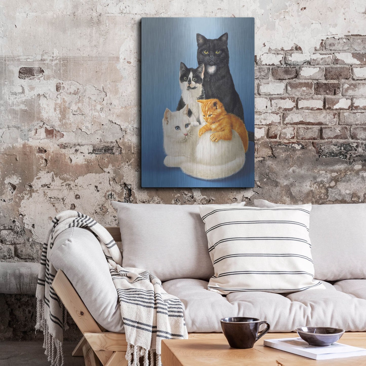 Luxe Metal Art 'Cat Family' by Harro Maass, Metal Wall Art,24x36