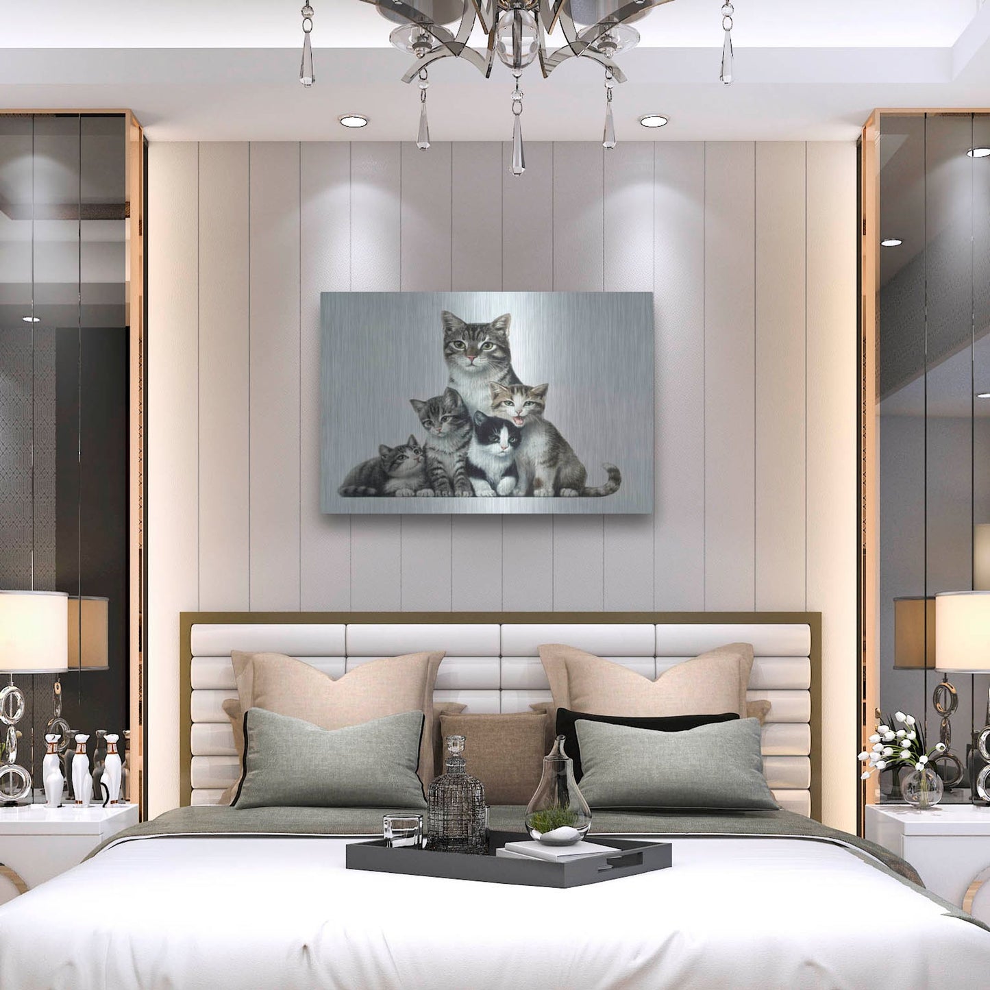 Luxe Metal Art 'Cat Family 2' by Harro Maass, Metal Wall Art,36x24
