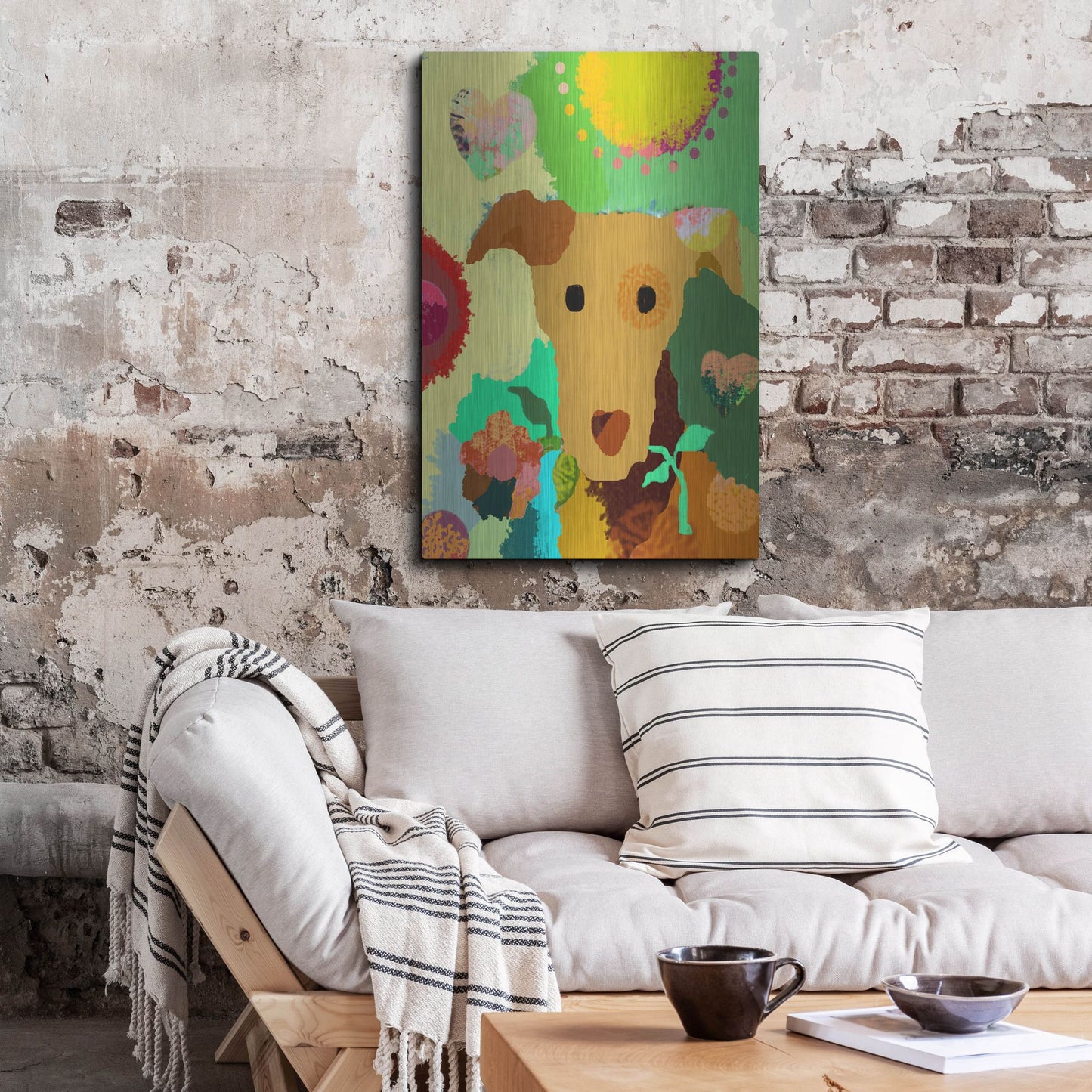 Luxe Metal Art 'Terrier With Flower' by Holly McGee, Metal Wall Art,24x36