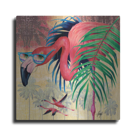 Luxe Metal Art 'Cool Flamingoes' by James Mazzotta, Metal Wall Art