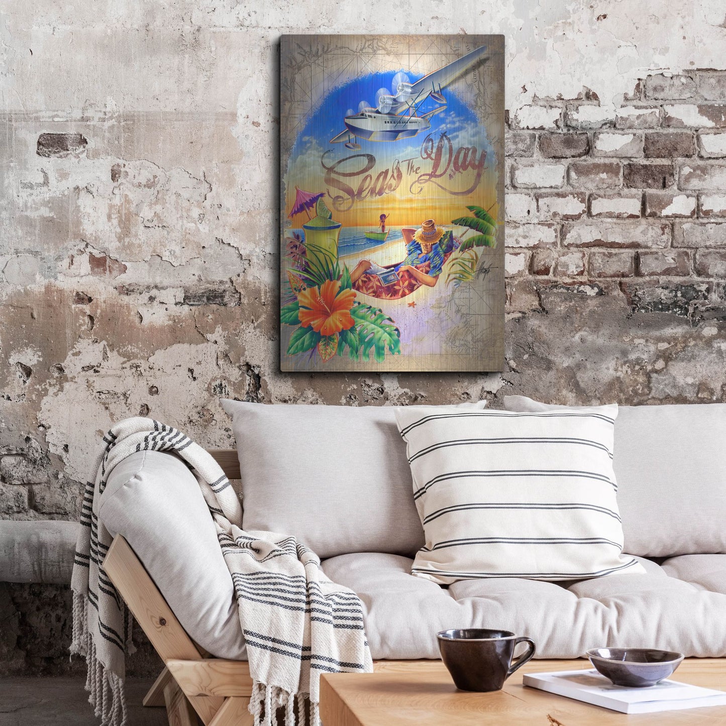 Luxe Metal Art 'Seas Day' by James Mazzotta, Metal Wall Art,24x36