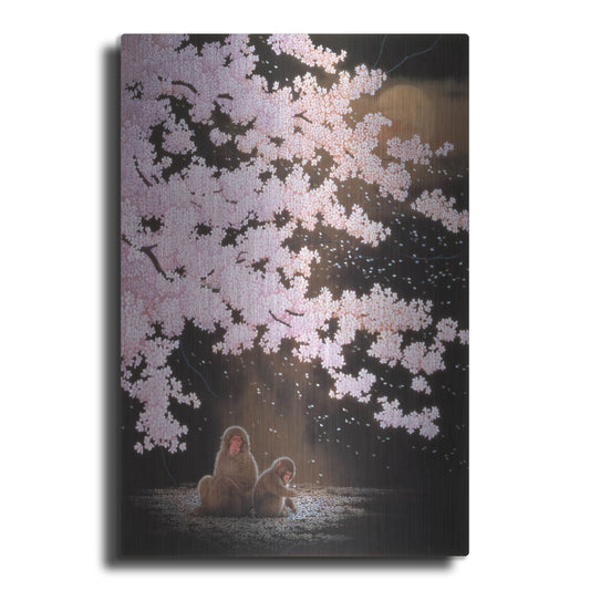 Luxe Metal Art 'Falling Cherry Blossoms' by Joh Naito, Metal Wall Art