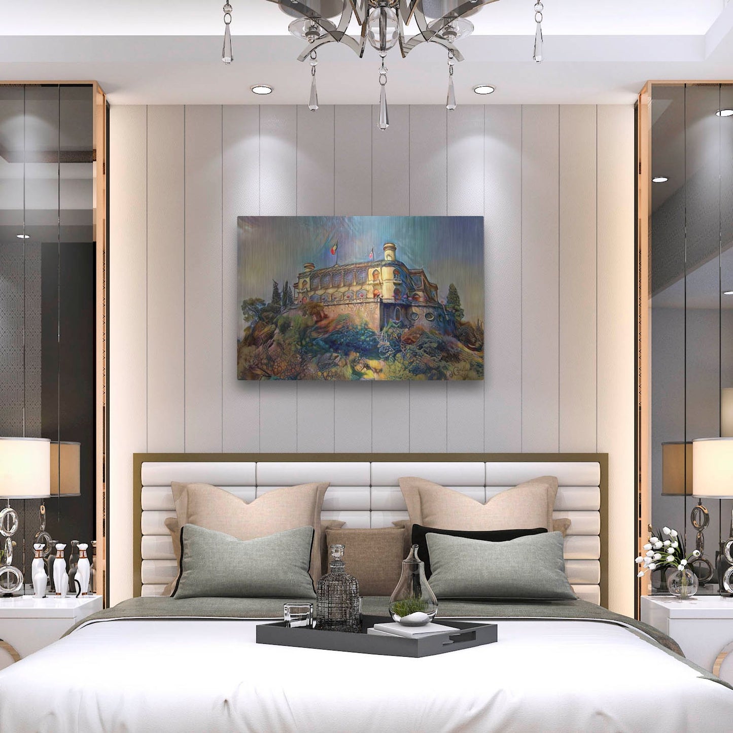 Luxe Metal Art 'Mexico City Chapultepec Castle Ver2' by Pedro Gavidia, Metal Wall Art,36x24