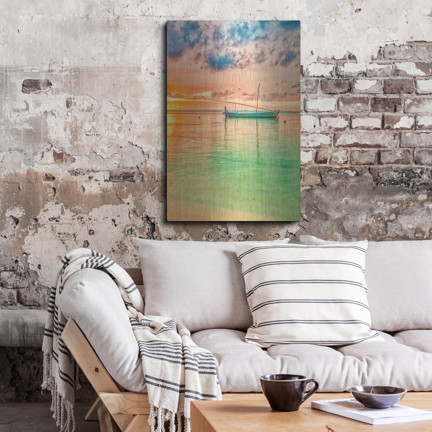 Luxe Metal Art 'Maldives Sailing Boat' by Mark A Paulda, Metal Wall Art,24x36