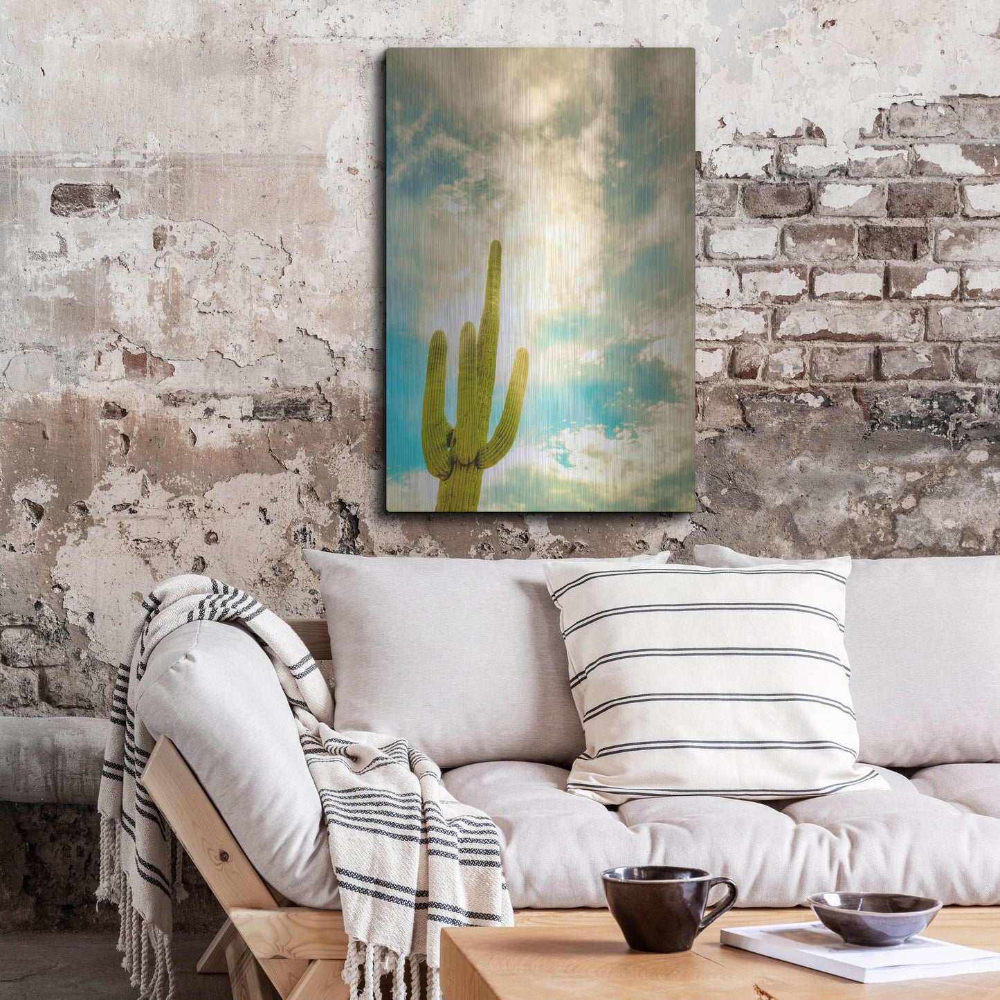 Luxe Metal Art 'Sun Burst Saguaro' by Mark A Paulda, Metal Wall Art,24x36