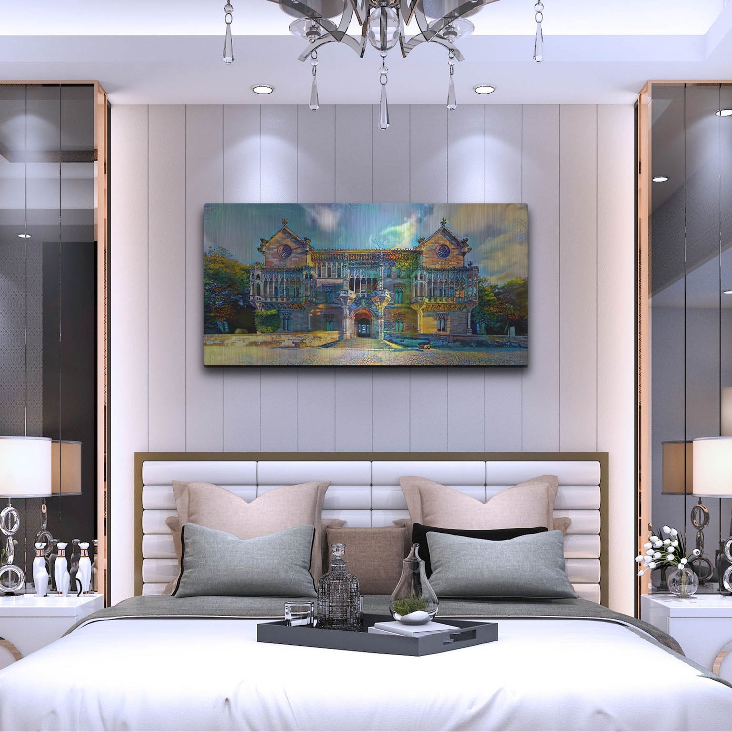 Luxe Metal Art 'Comillas Spain Palacio De Sobrellano Palace' by Pedro Gavidia, Metal Wall Art,48x24