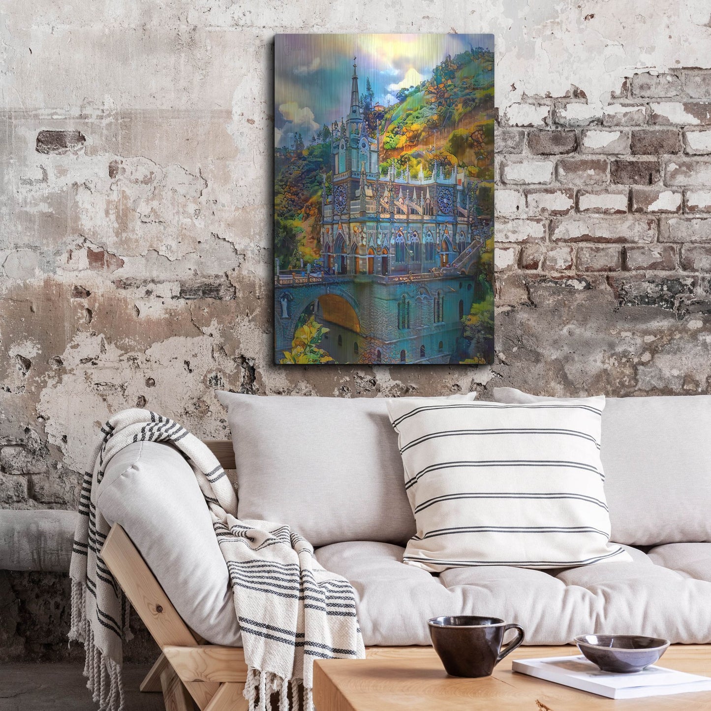 Luxe Metal Art 'Ipiales Colombia Nuestra Sen~Ora De Las Lajas Sanctuary' by Pedro Gavidia, Metal Wall Art,24x36