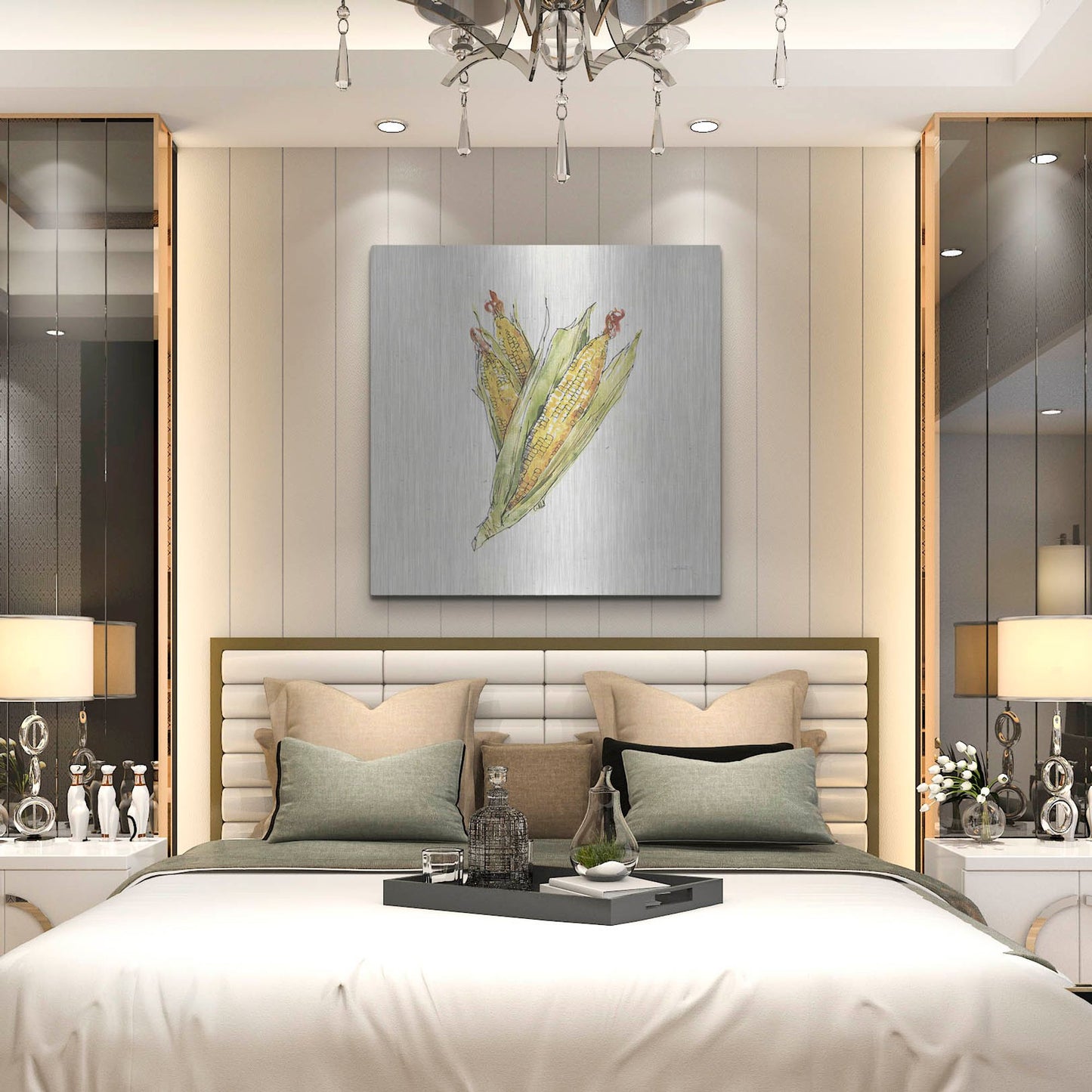 Luxe Metal Art 'Veggie Market III Corn' by Anne Tavoletti, Metal Wall Art,36x36
